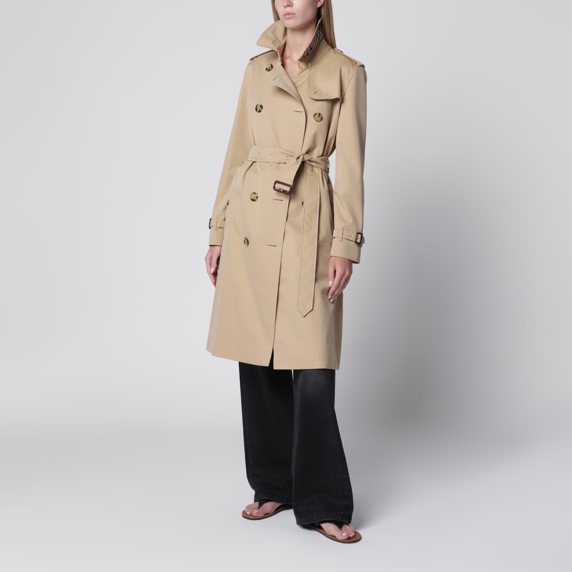 Trench Kensington Heritage lungo in gabardine di cotone miele