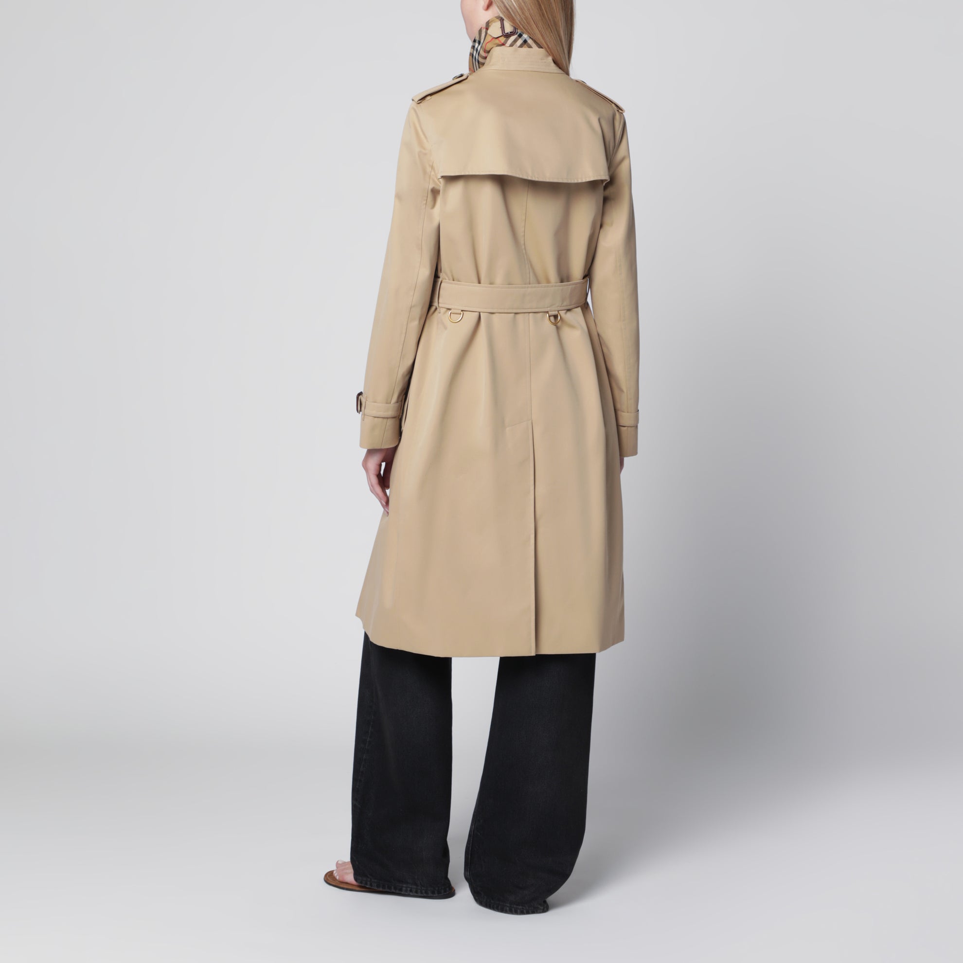 Trench Kensington Heritage lungo in gabardine di cotone miele