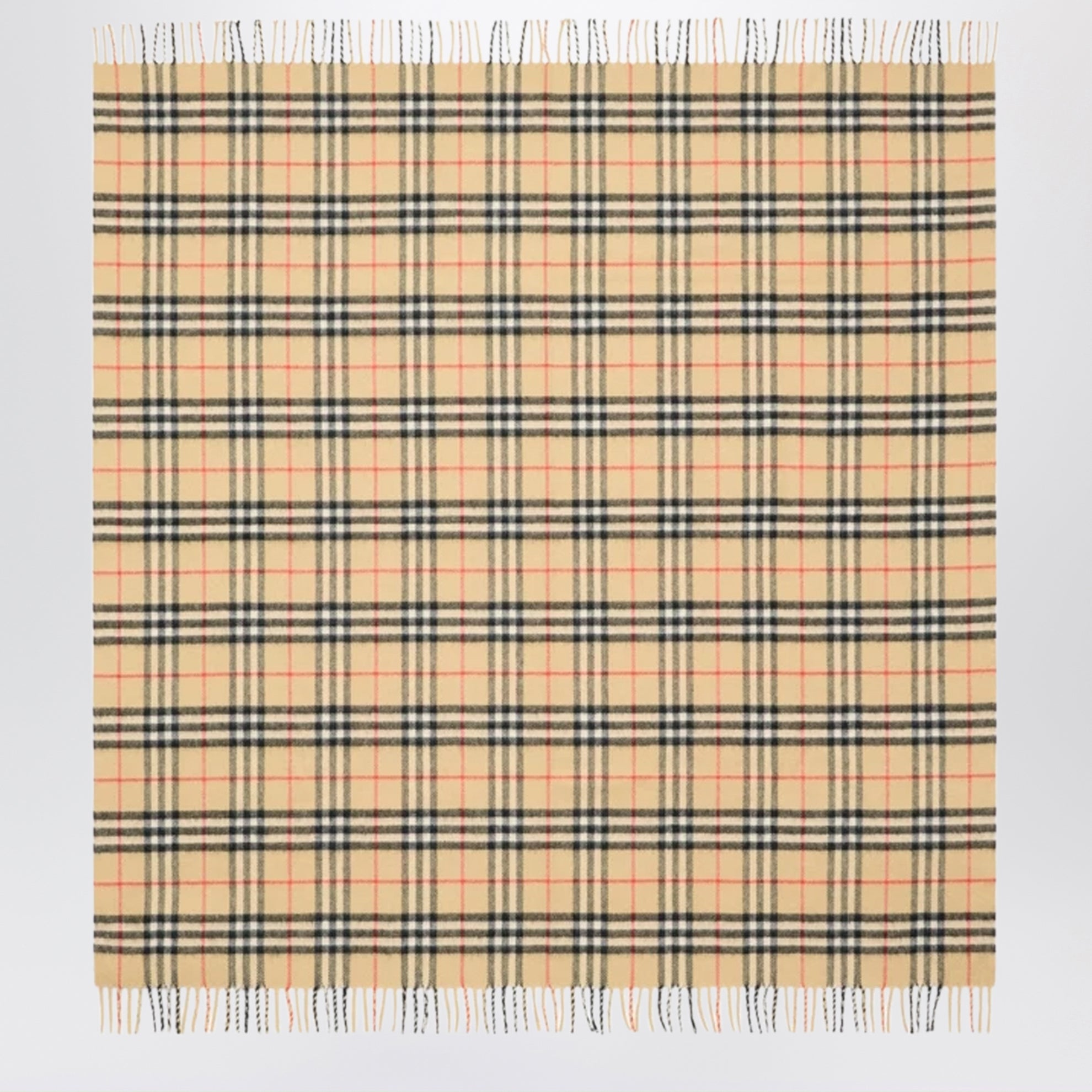 Check-Schal aus Wolle in Sandbeige