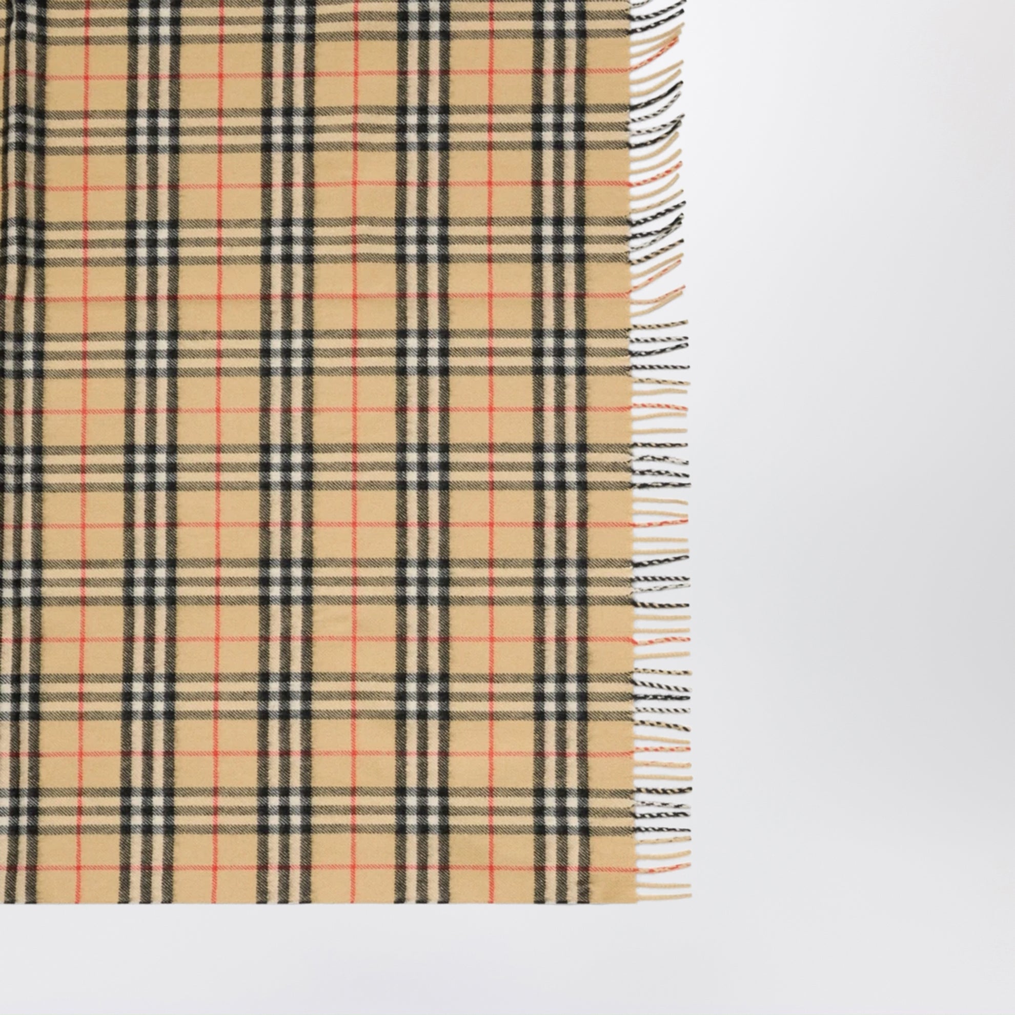Check-Schal aus Wolle in Sandbeige