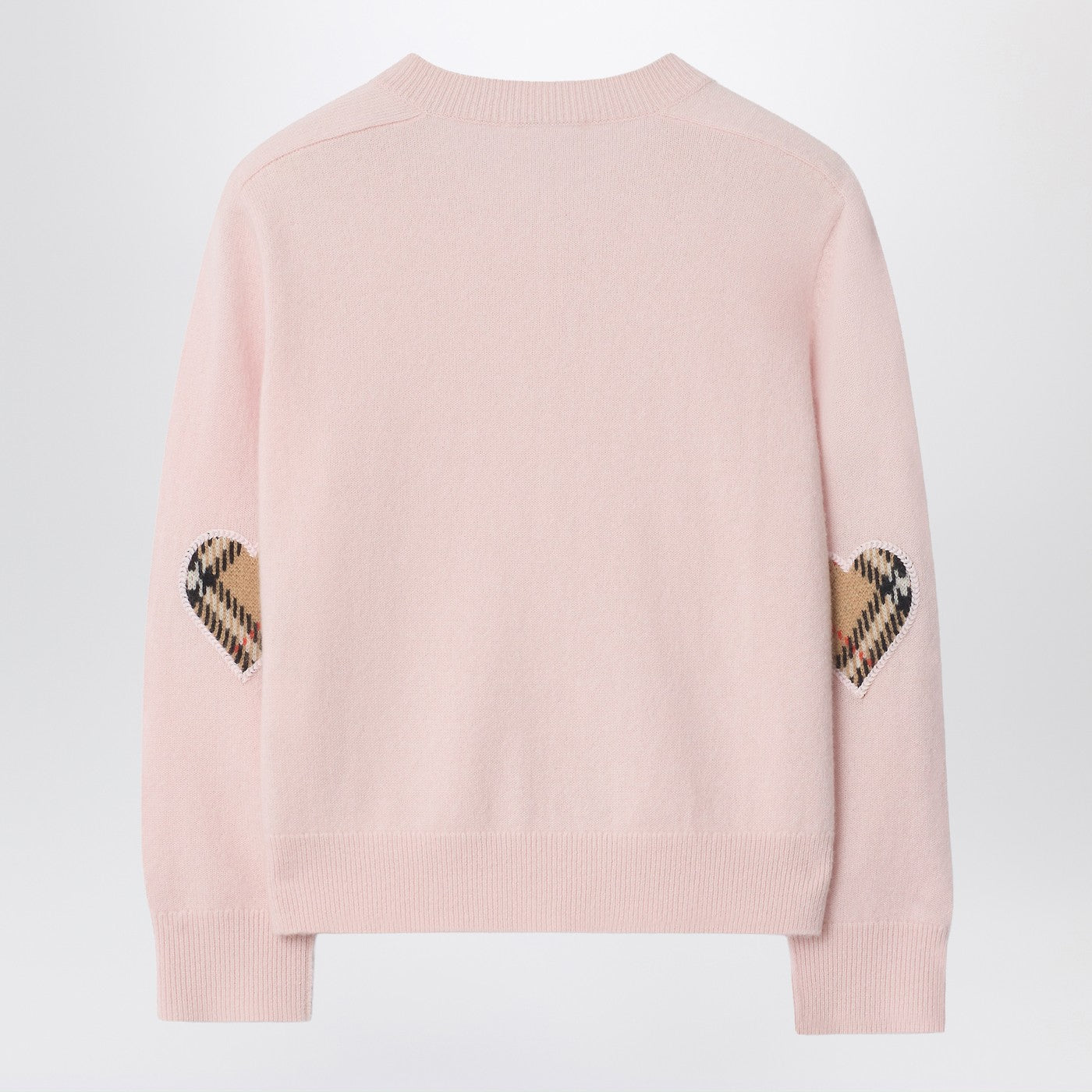 Cardigan rose en laine mélangée avec empiècements Check