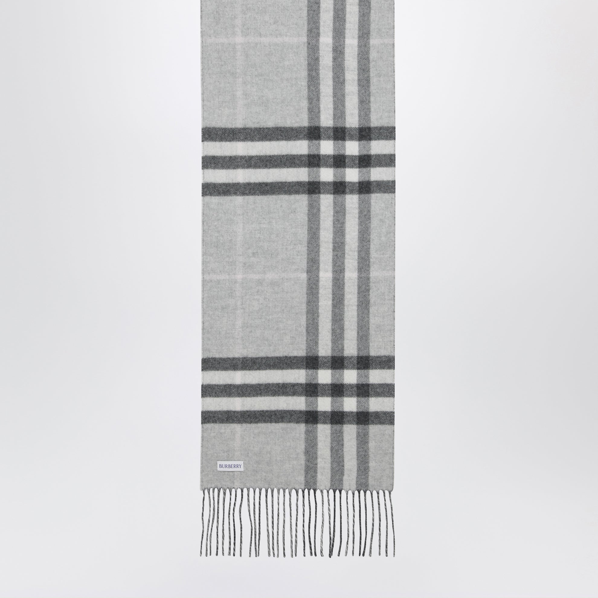 Sciarpa reversibile Check in cashmere grigia