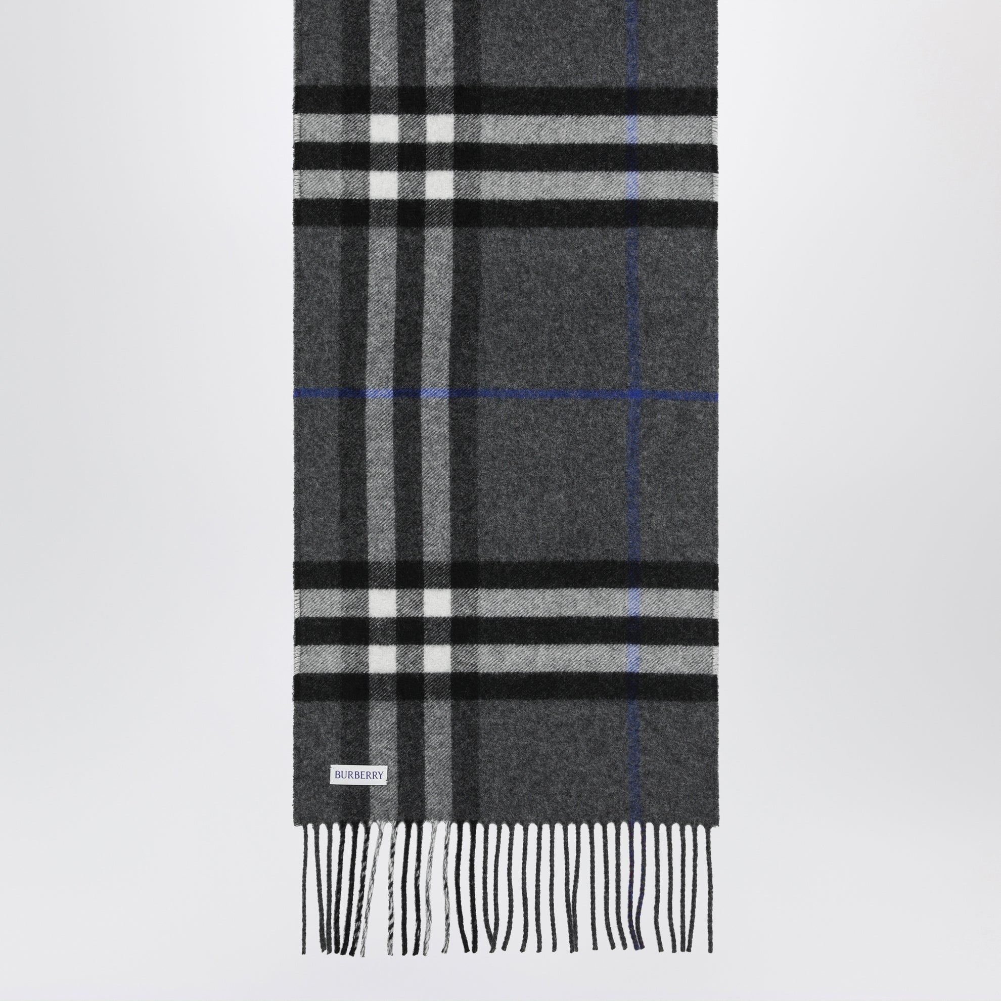 Sciarpa Check double face in cashmere grigio