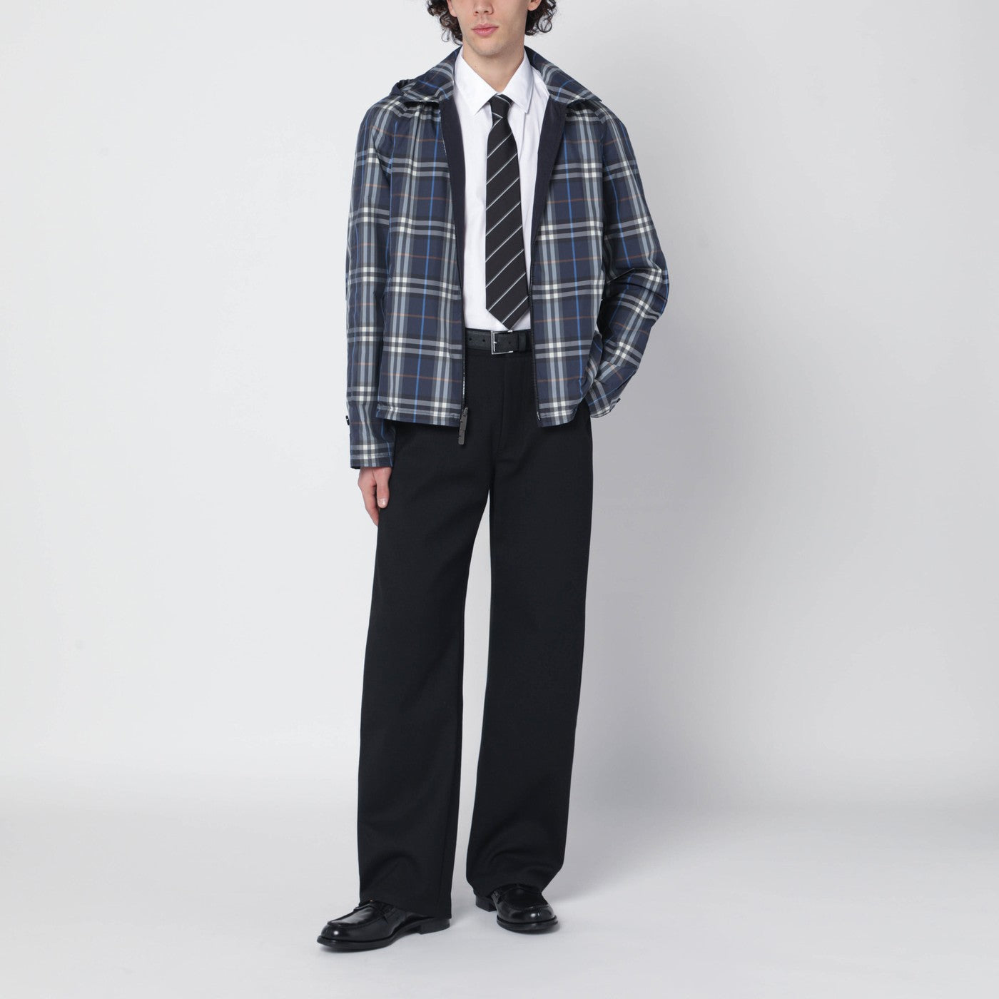 Burberry Blue reversible cotton jacket with Check pattern | TheDoubleF