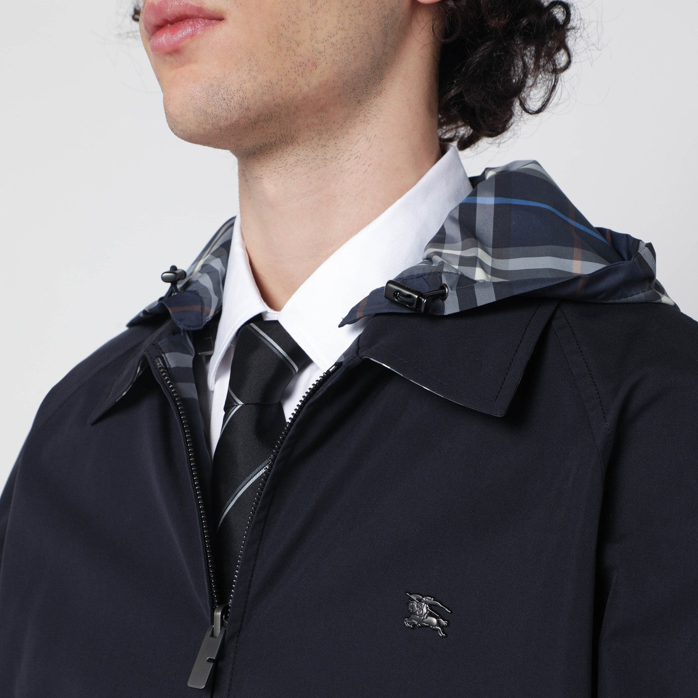 Burberry Blue reversible cotton jacket with Check pattern | TheDoubleF