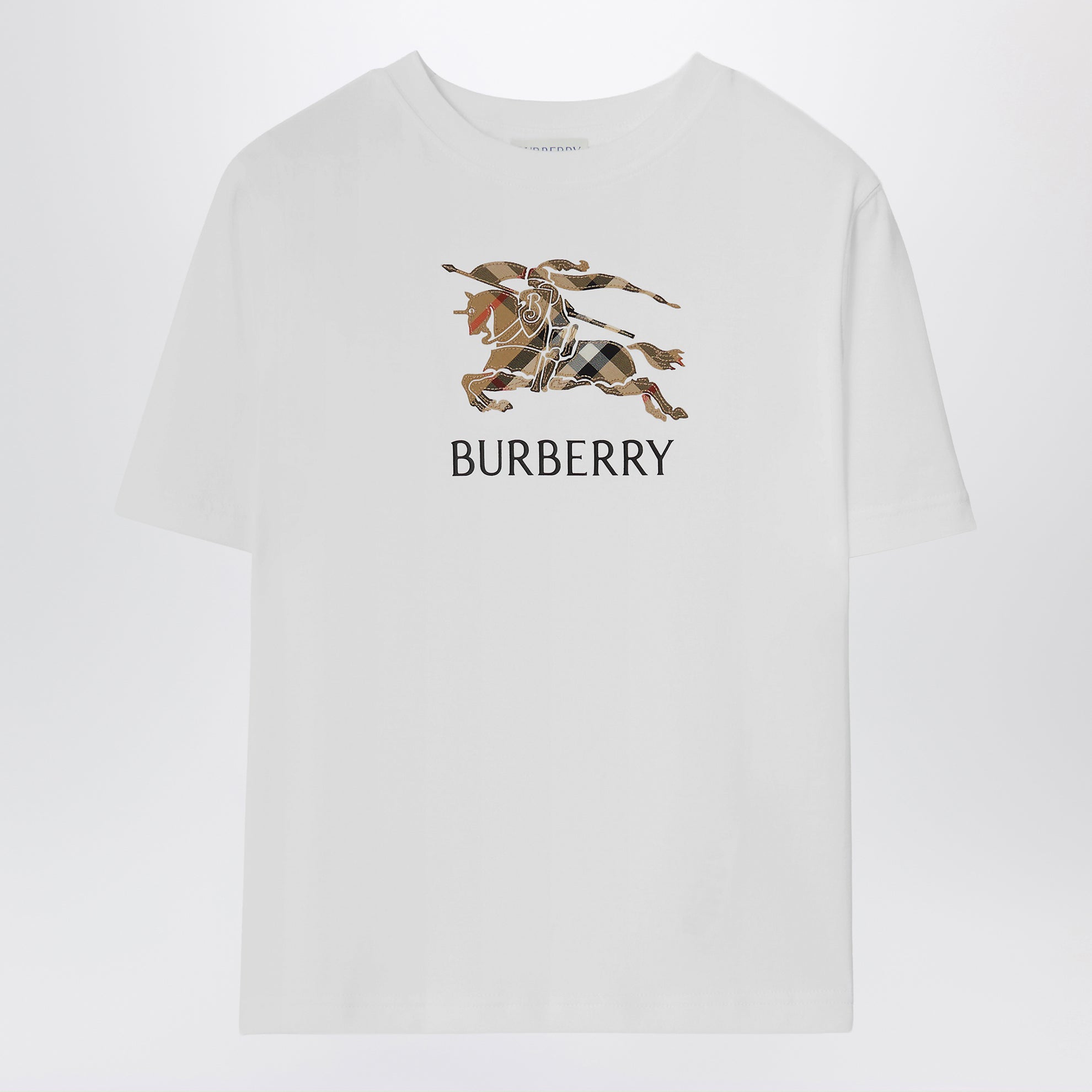 Weißes Baumwoll-T-Shirt mit EKD-Karomuster