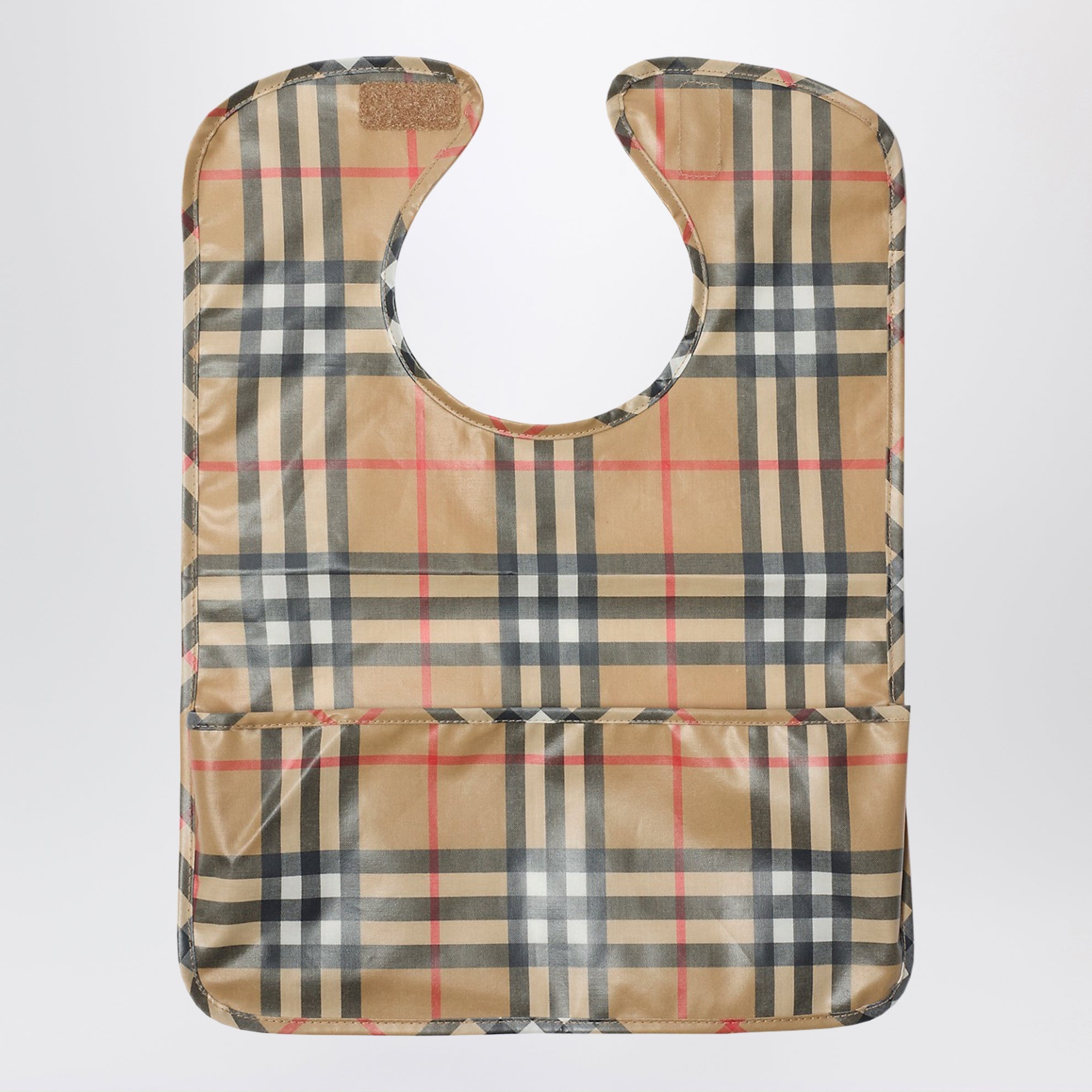Coated cotton bib with check pattern