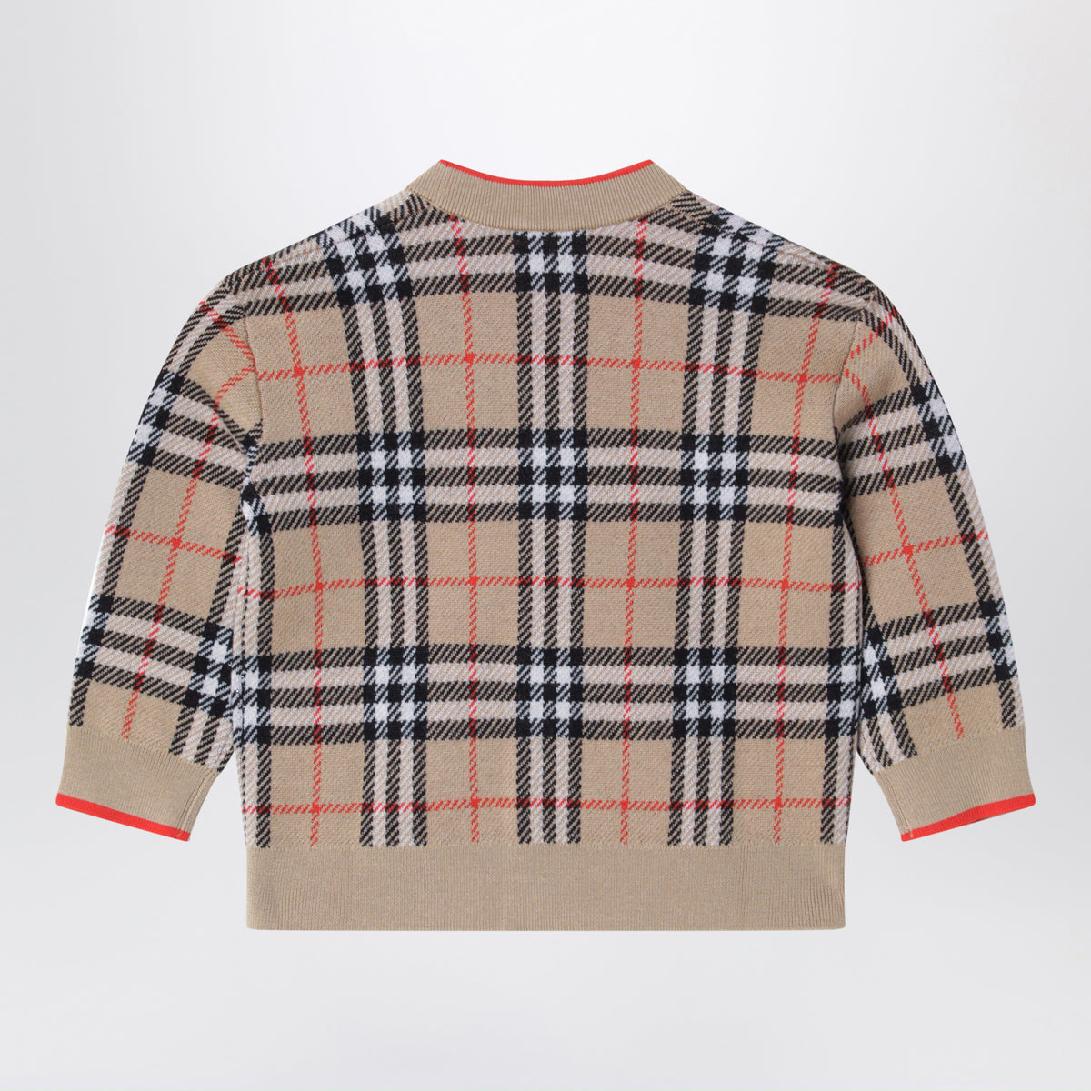 Beiger Burberry Check Cardigan aus Wolle
