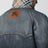 Giacca aviator in denim spalmato blu medio