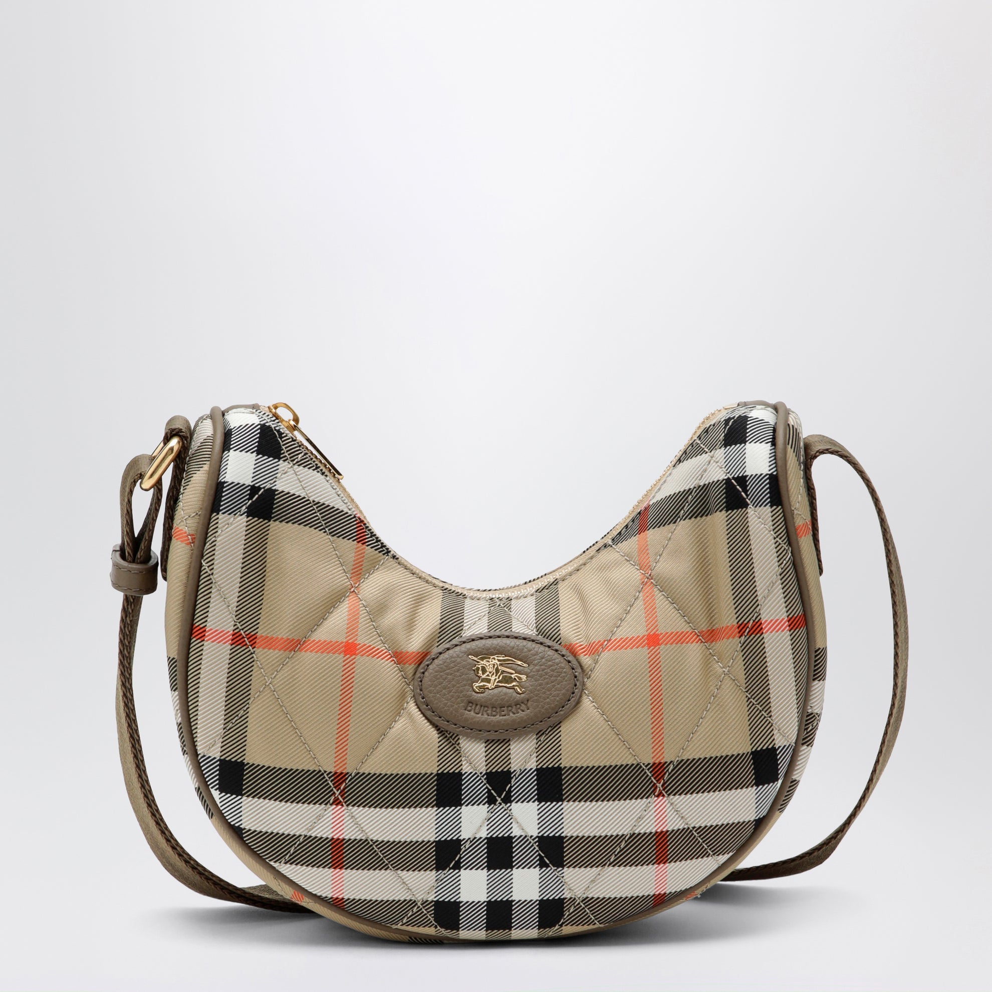 Horseshoe quilted nylon crossbody bag