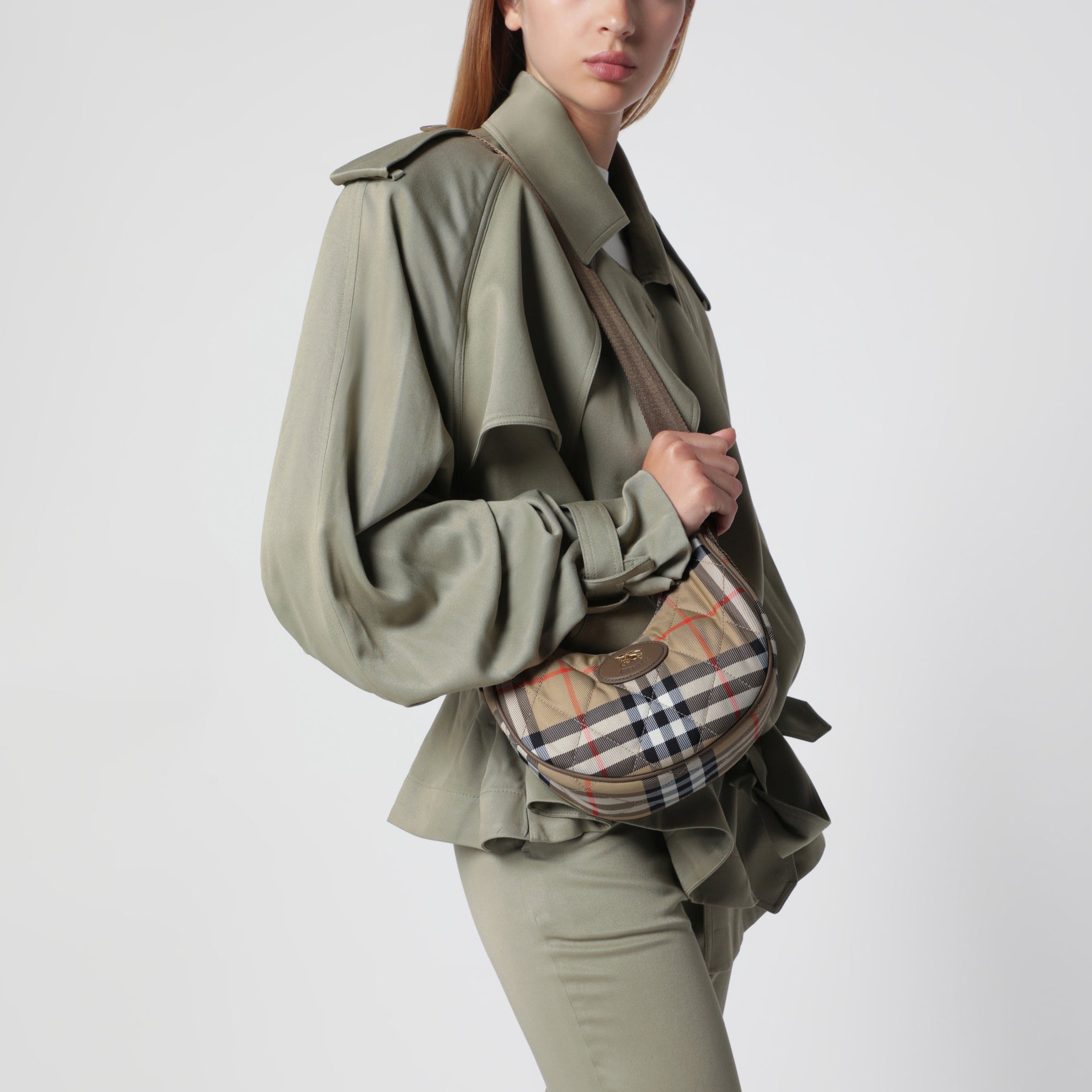 Horseshoe quilted nylon crossbody bag