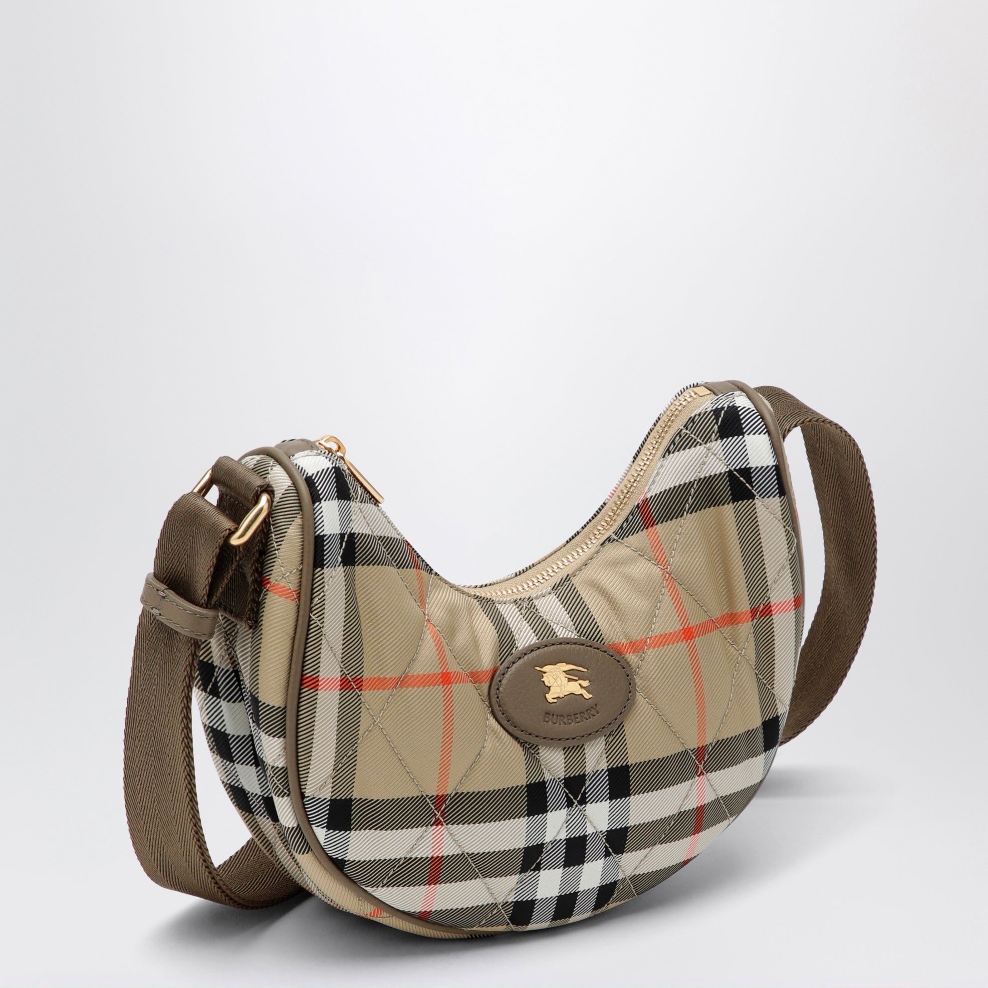 Horseshoe quilted nylon crossbody bag