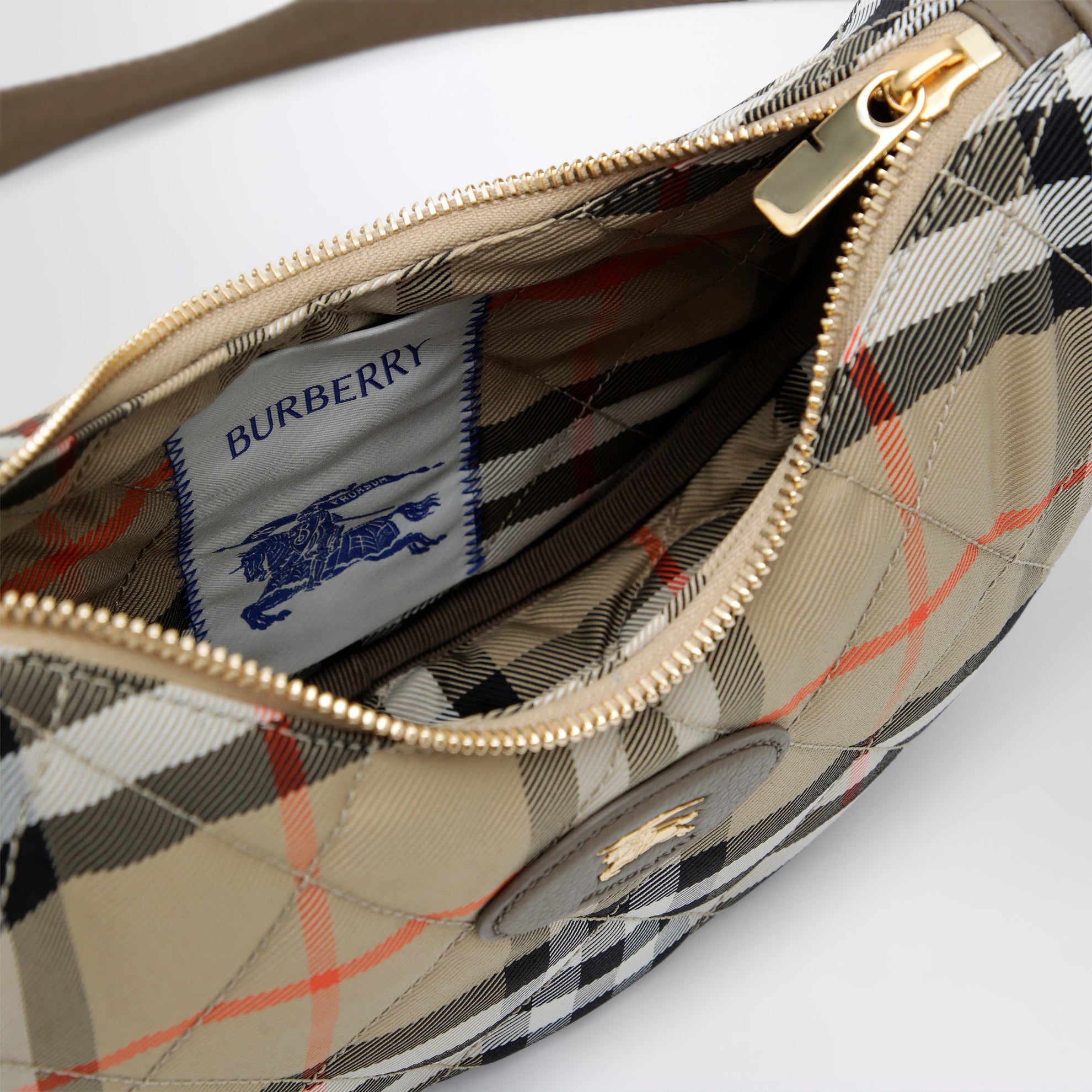 Horseshoe quilted nylon crossbody bag