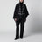 Reversible wool check cape with fringes in black