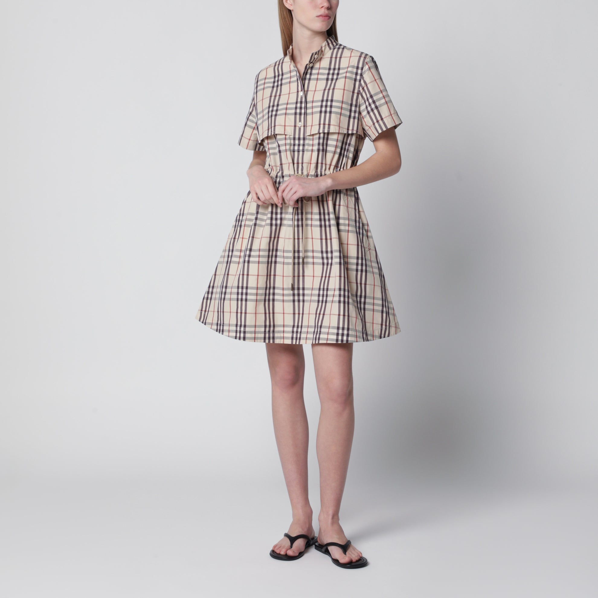 BURBERRY Beige check short-sleeve cotton dress | TheDoubleF BURBERRY Beige check short-sleeve cotton dress | TheDoubleF