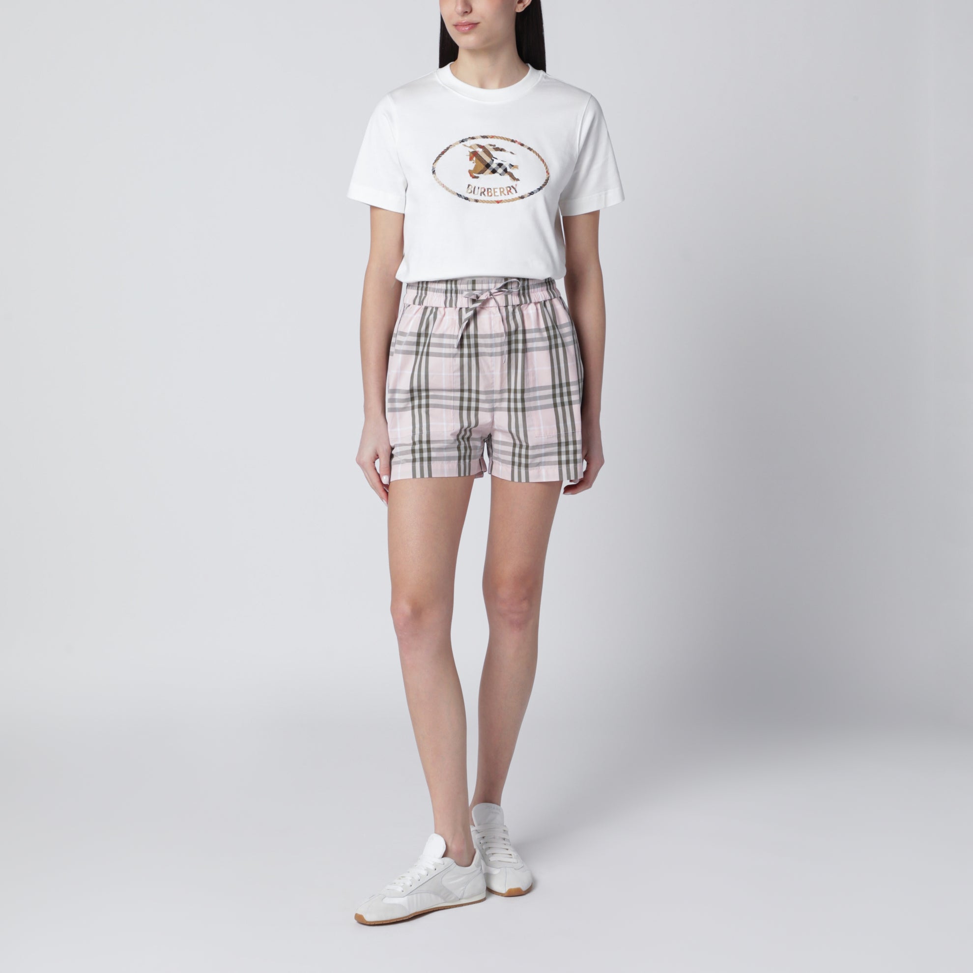 Pantaloni corti con motivo Check rosa Mallow