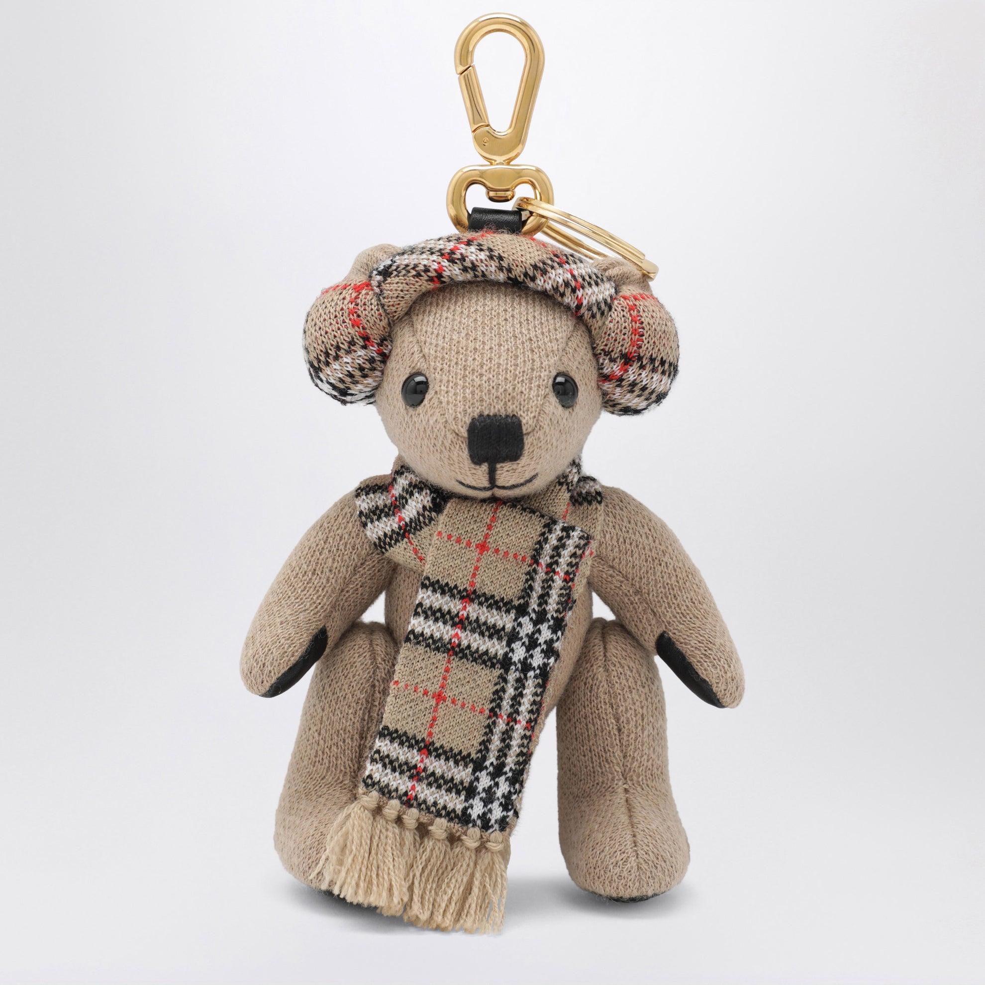 Teddybär-Charm Thomas aus Wolle/Kaschmir in Sand