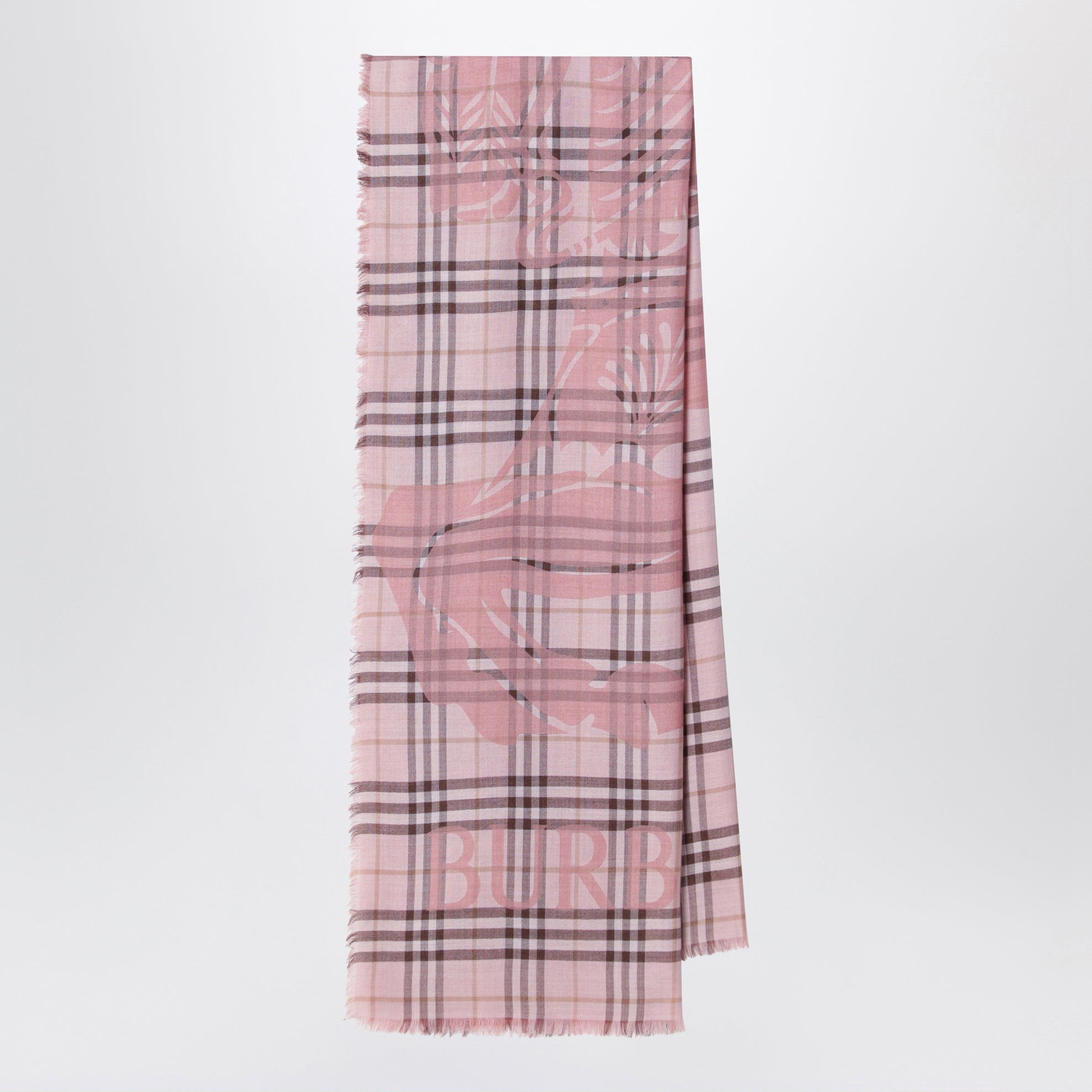 Sciarpa ampia rosa motivo Check con EKD