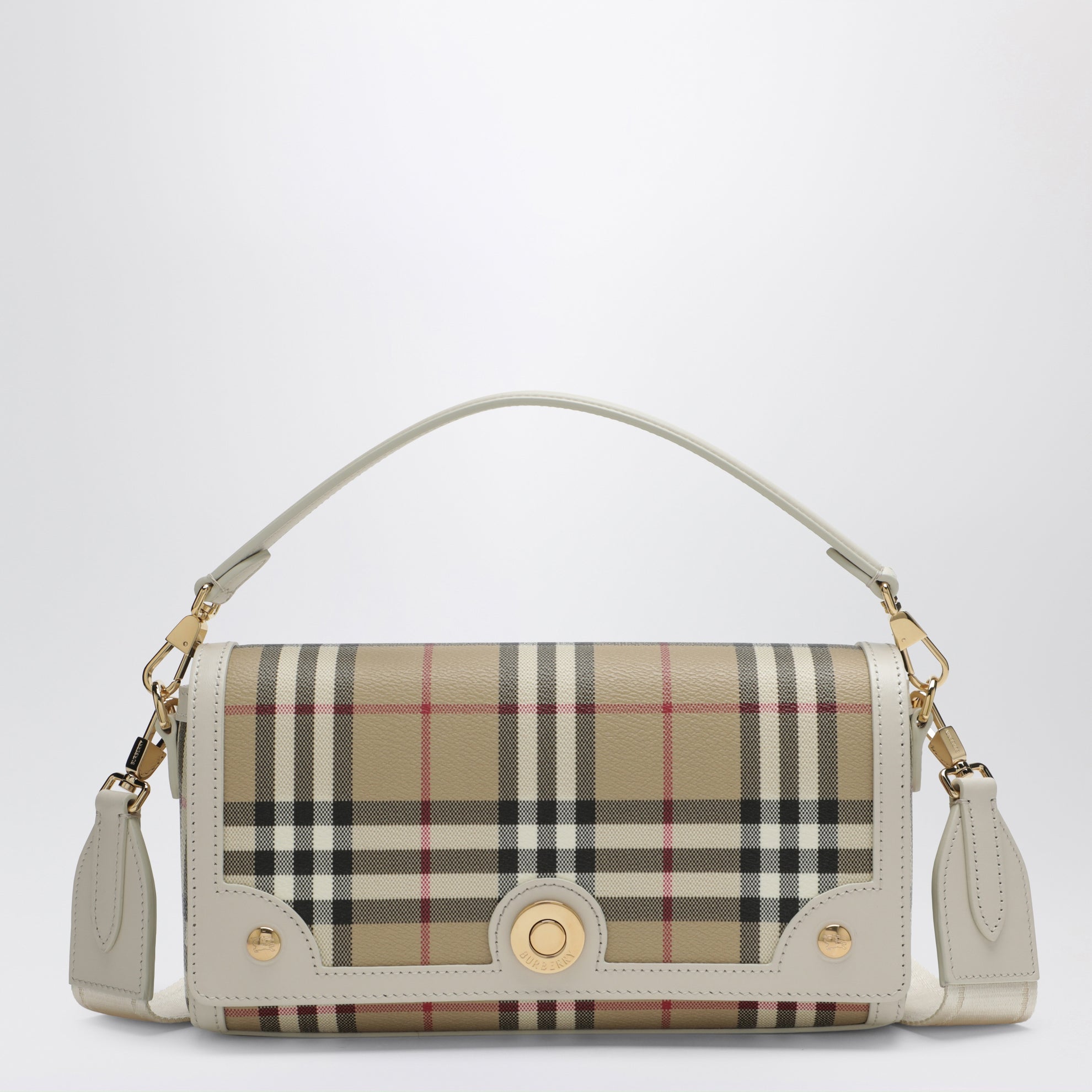 Borsa a tracolla Note con stampa Check beige