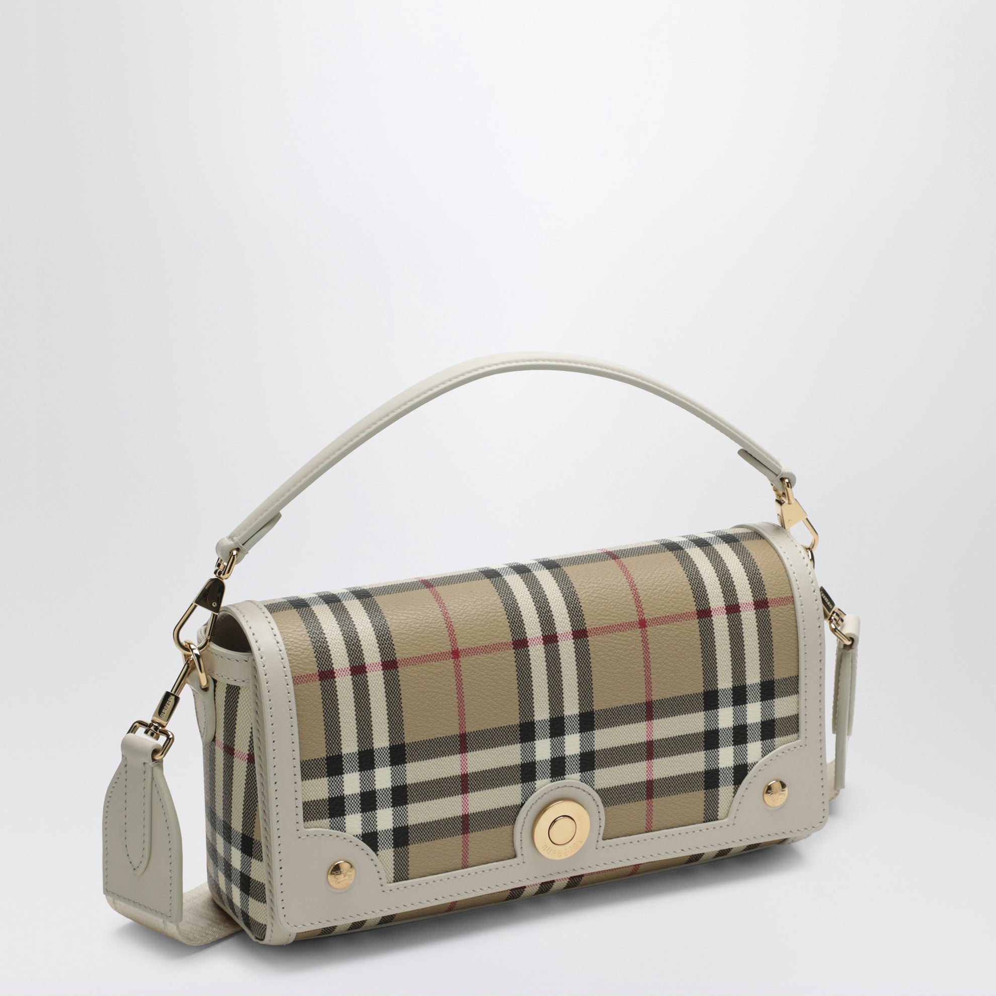 Borsa a tracolla Note con stampa Check beige