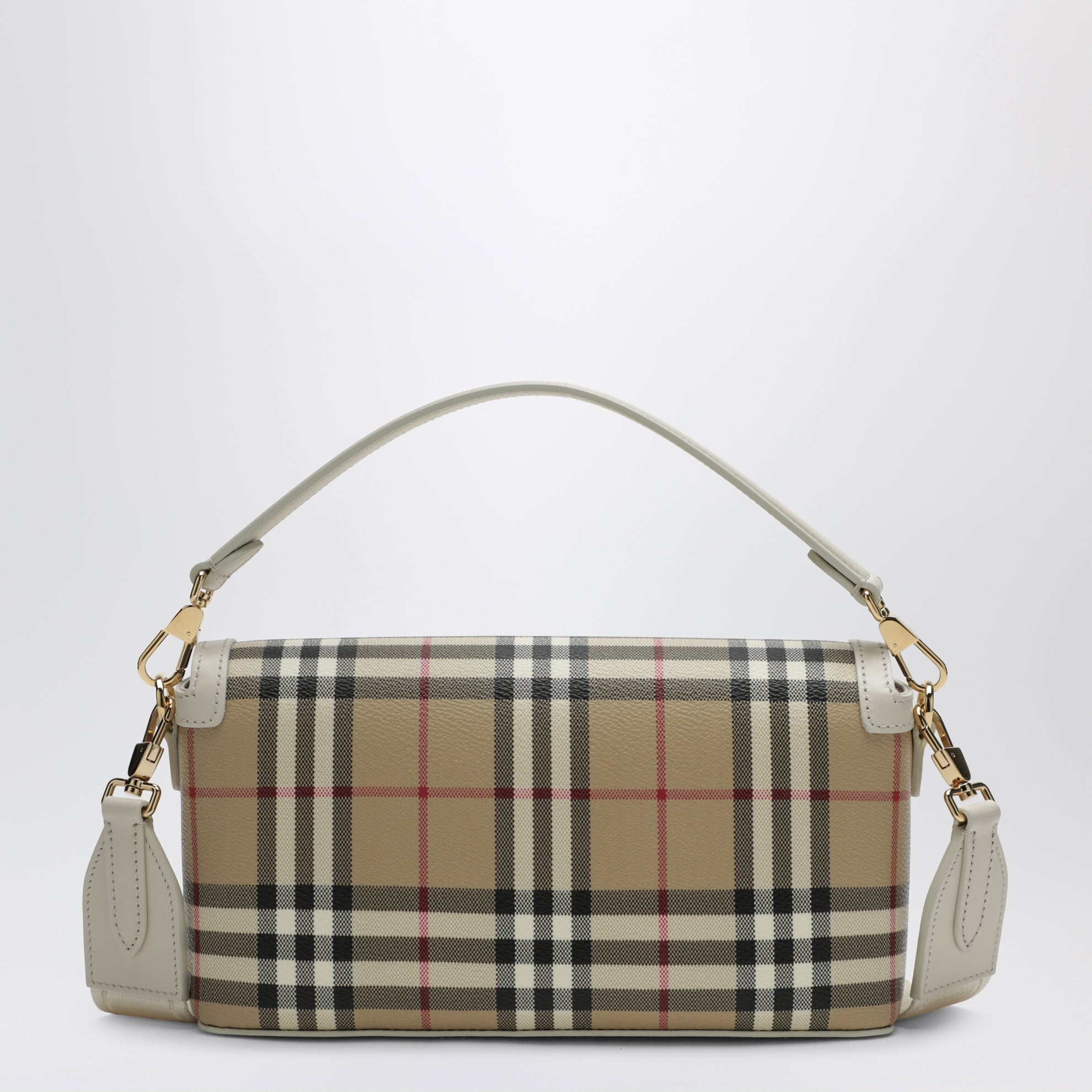 Borsa a tracolla Note con stampa Check beige