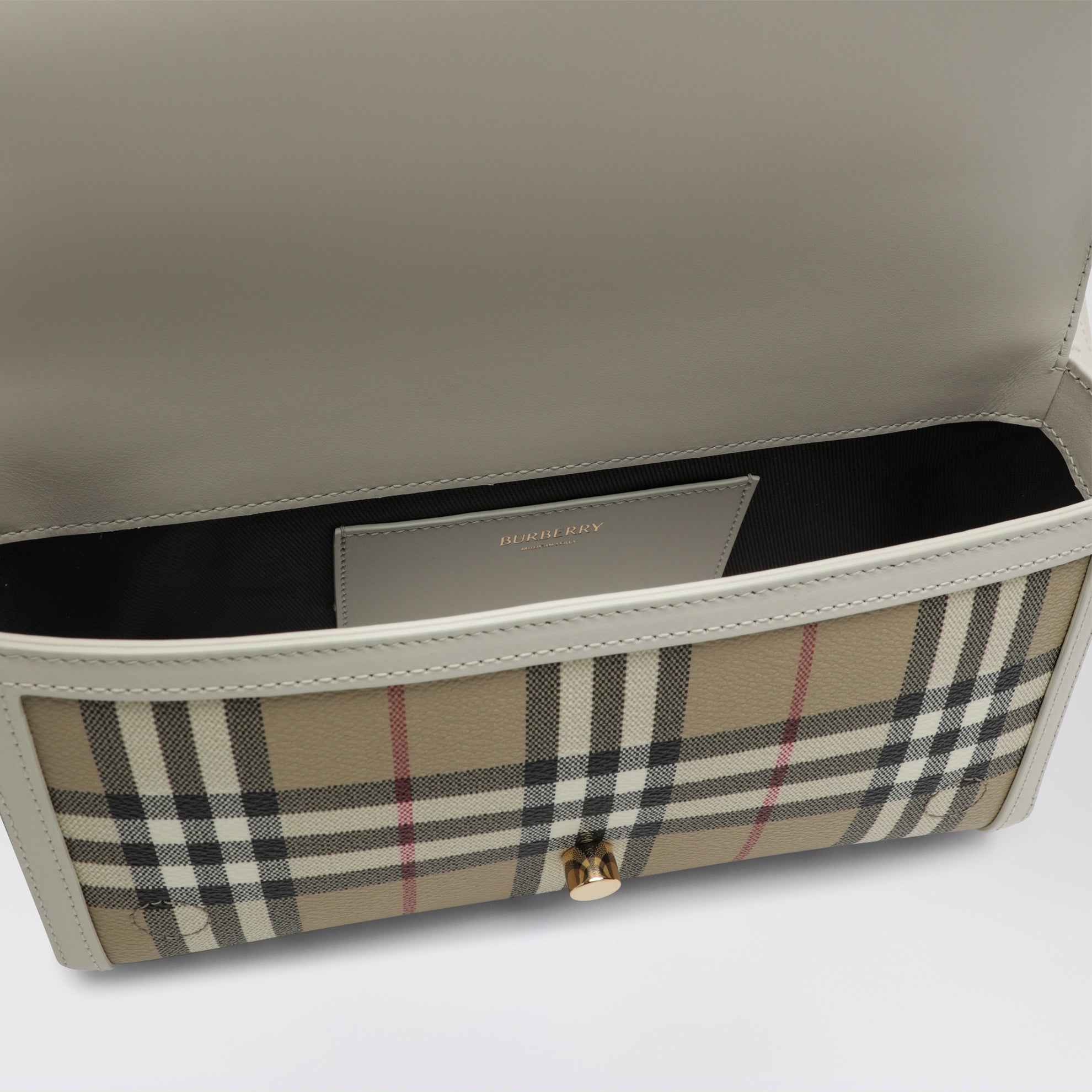 Borsa a tracolla Note con stampa Check beige