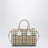 Borsa bowling Mini Check in cotone spalmato beige