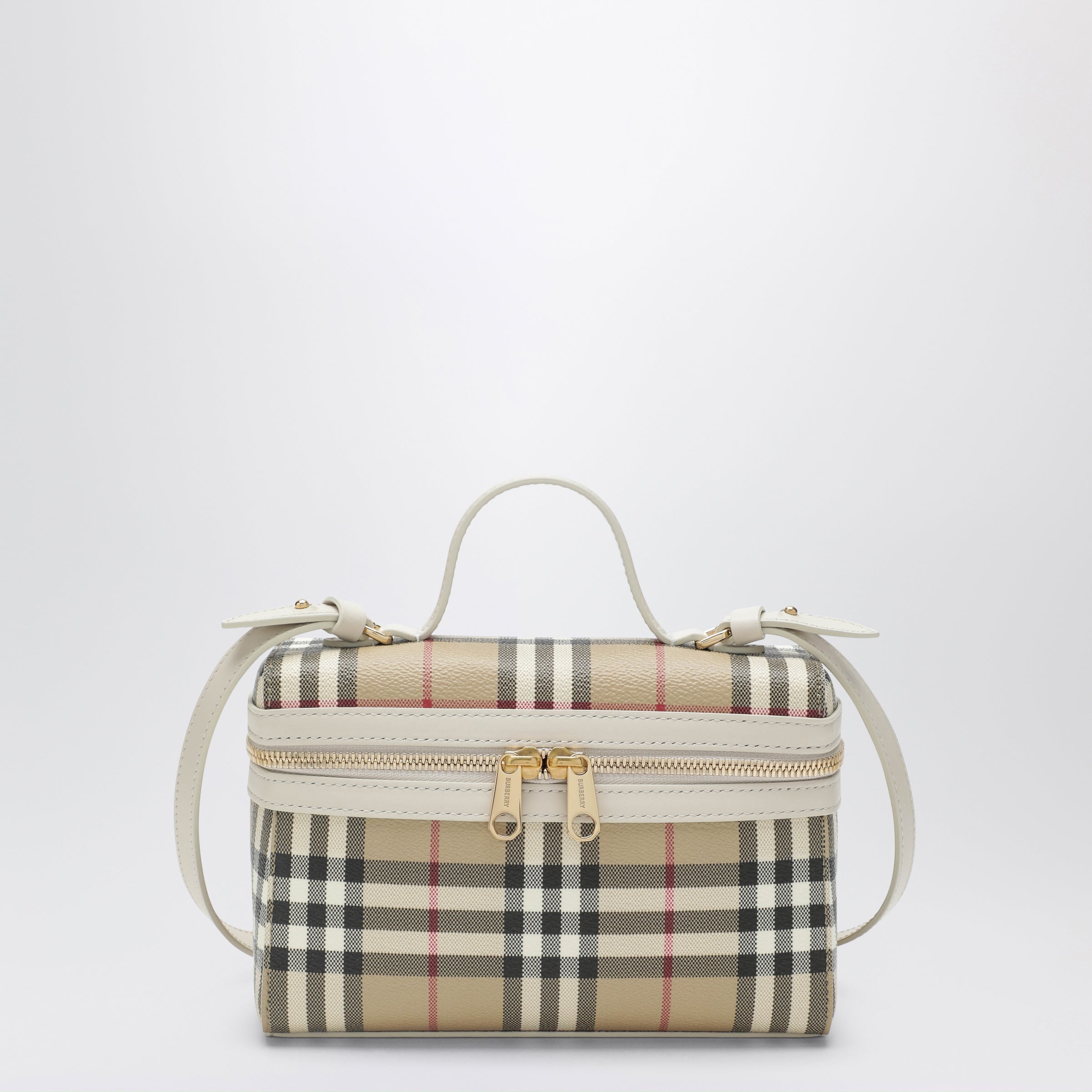 Vanity Check BURBERRY Vanity Check vanity bag in cotton blend, beige | TheDoubleF