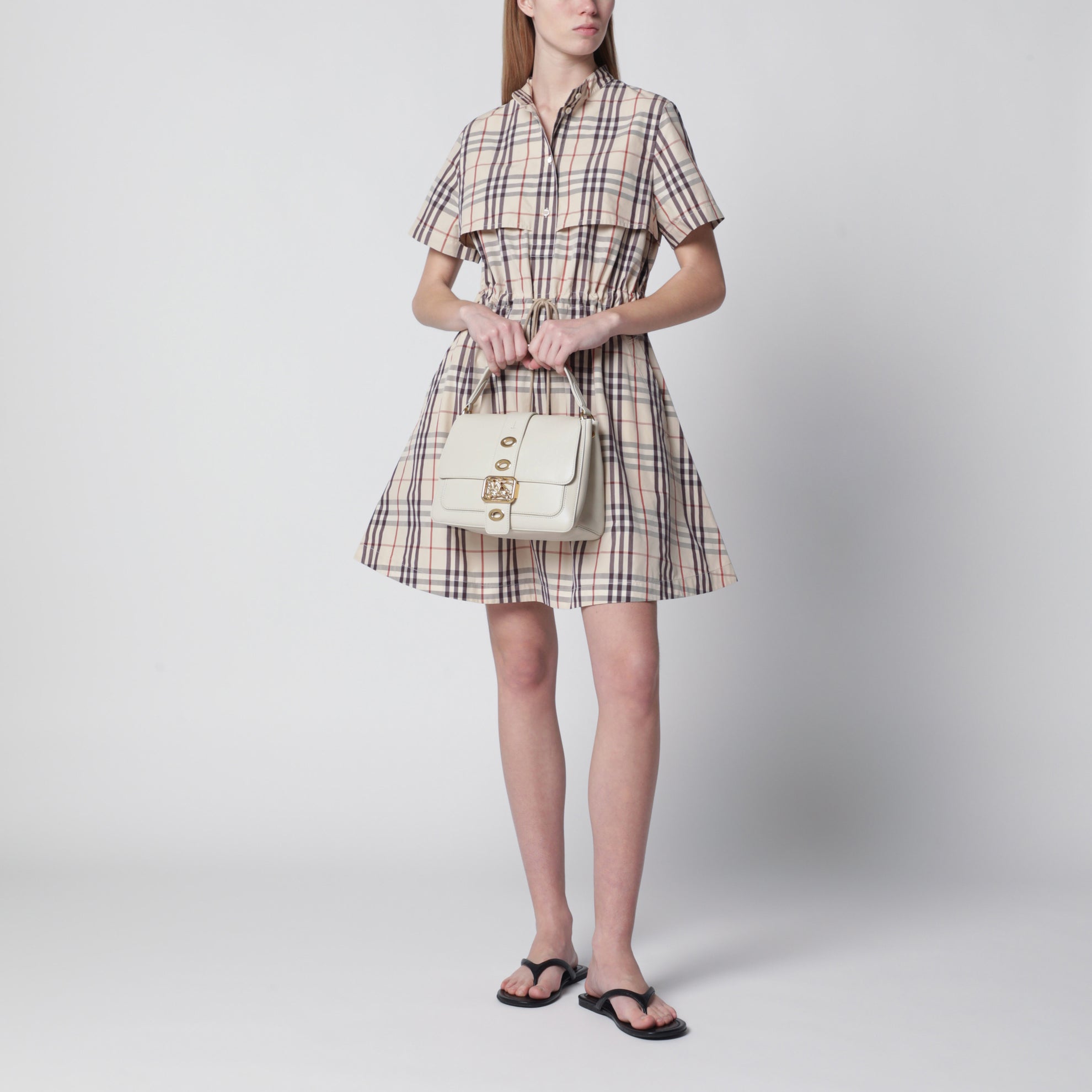 Kleine Rider Schultertasche aus Leder in Beige