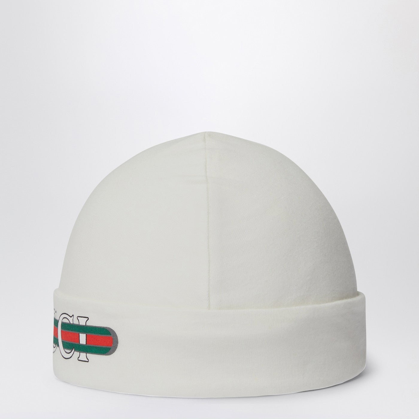 White cap with logo print