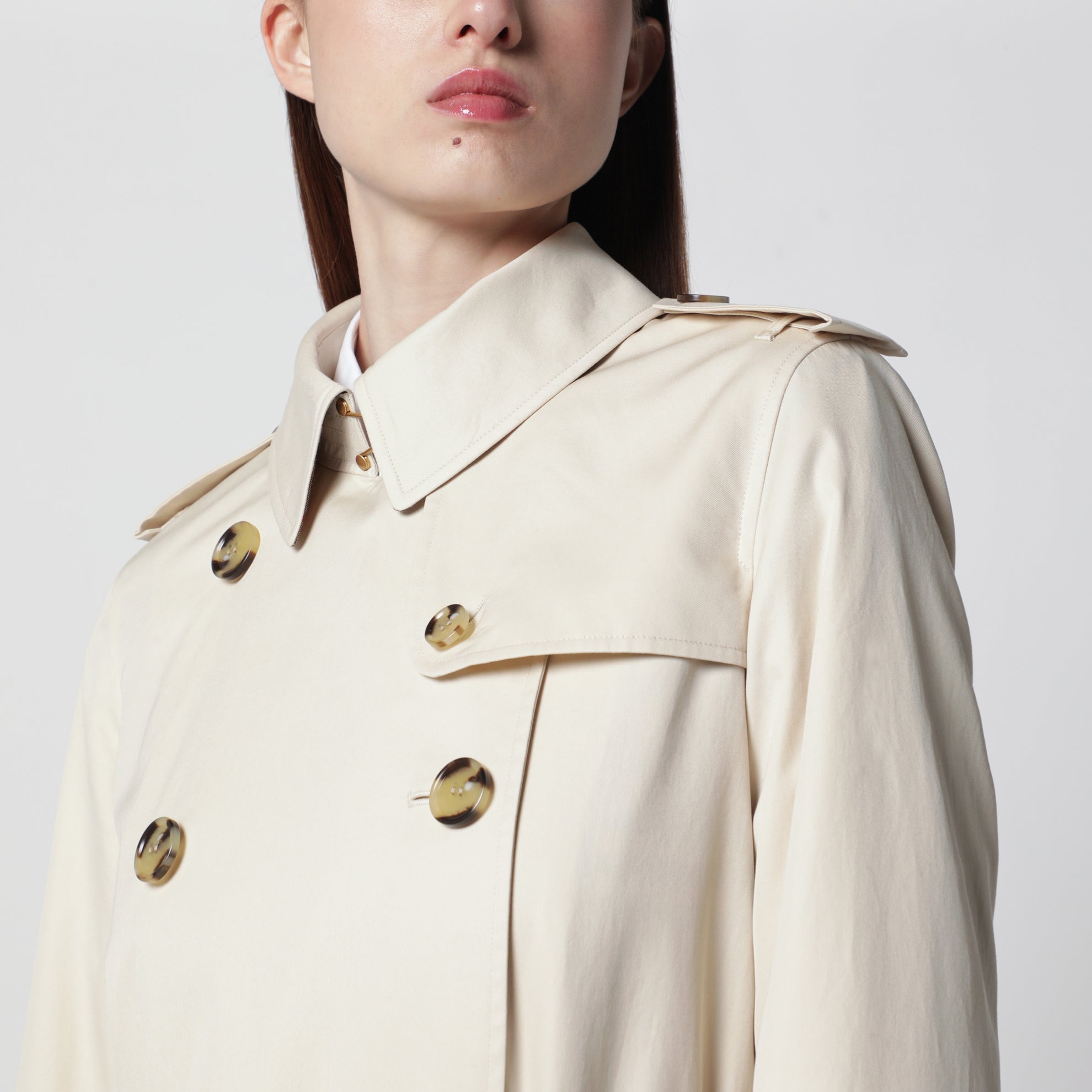 Kensington mid-length tropical gabardine trench coat, beige