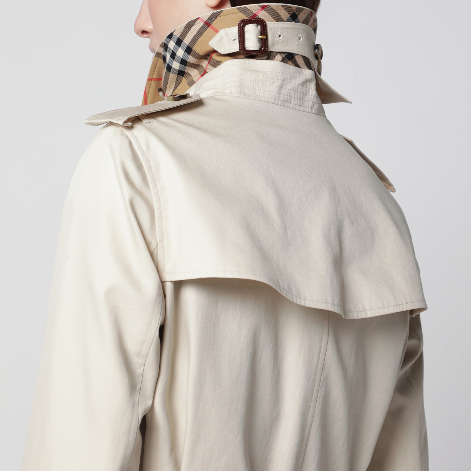 Kensington mid-length tropical gabardine trench coat, beige
