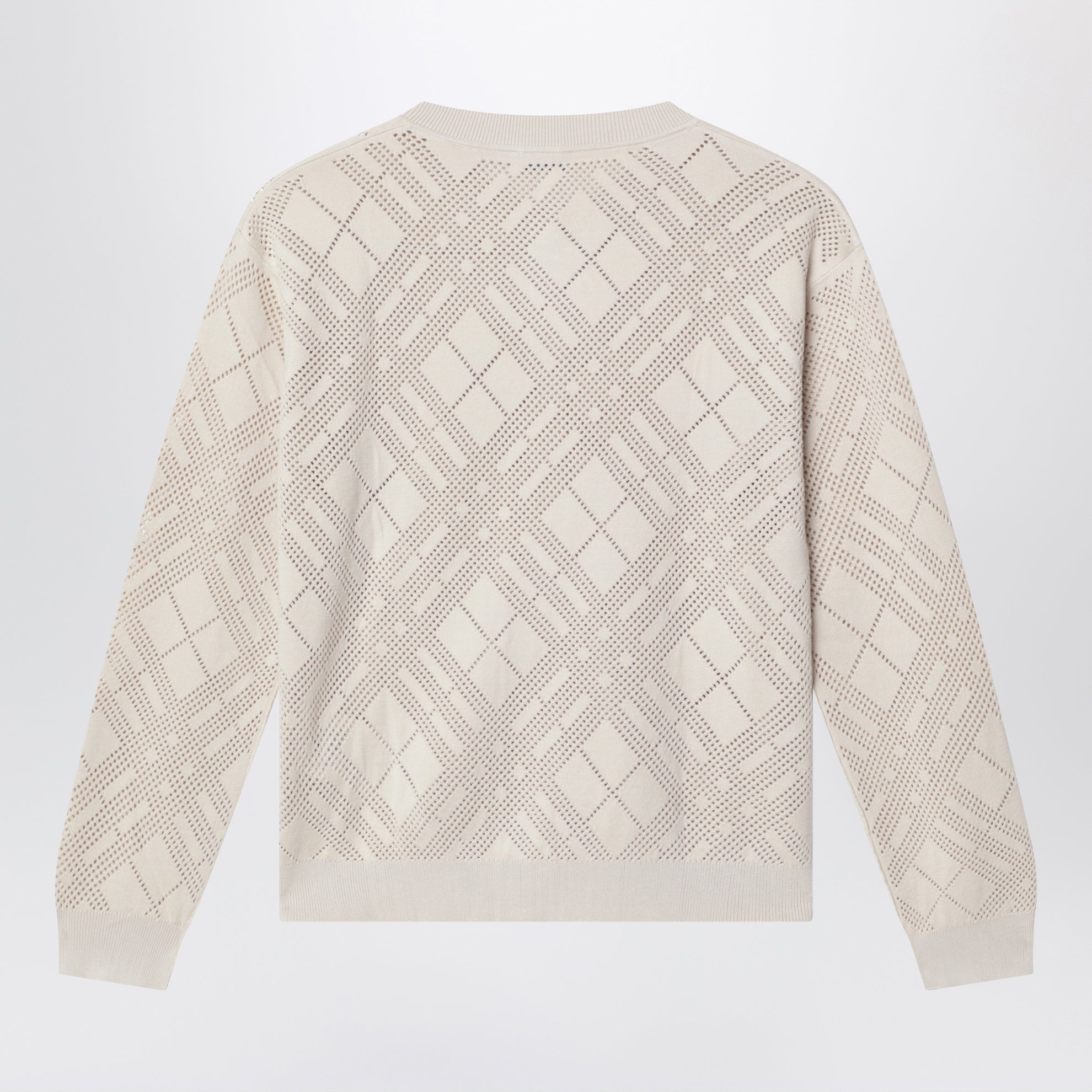 Cardigan in cotone traforato beige chiaro