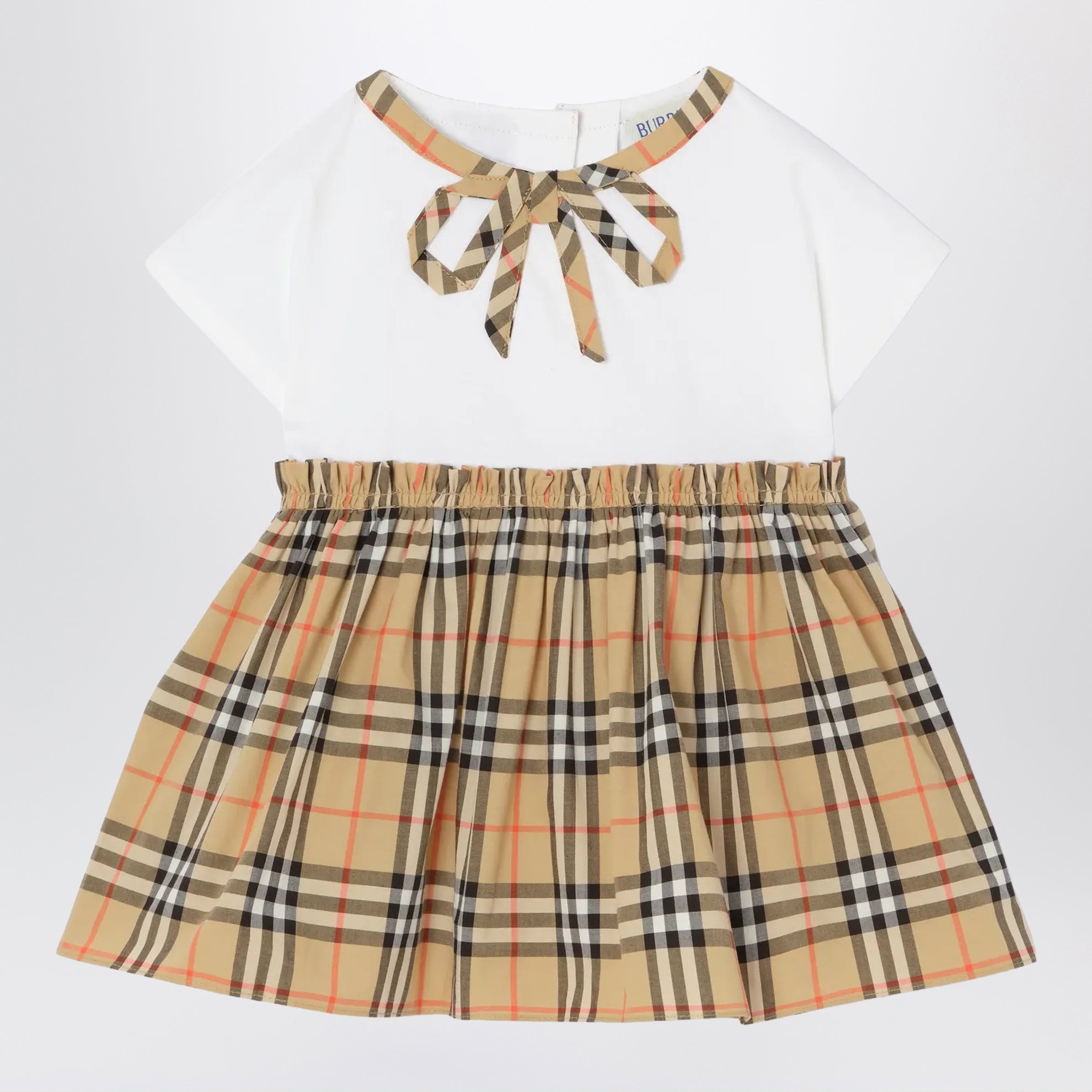 Robe et bloomer en coton avec nœud Check