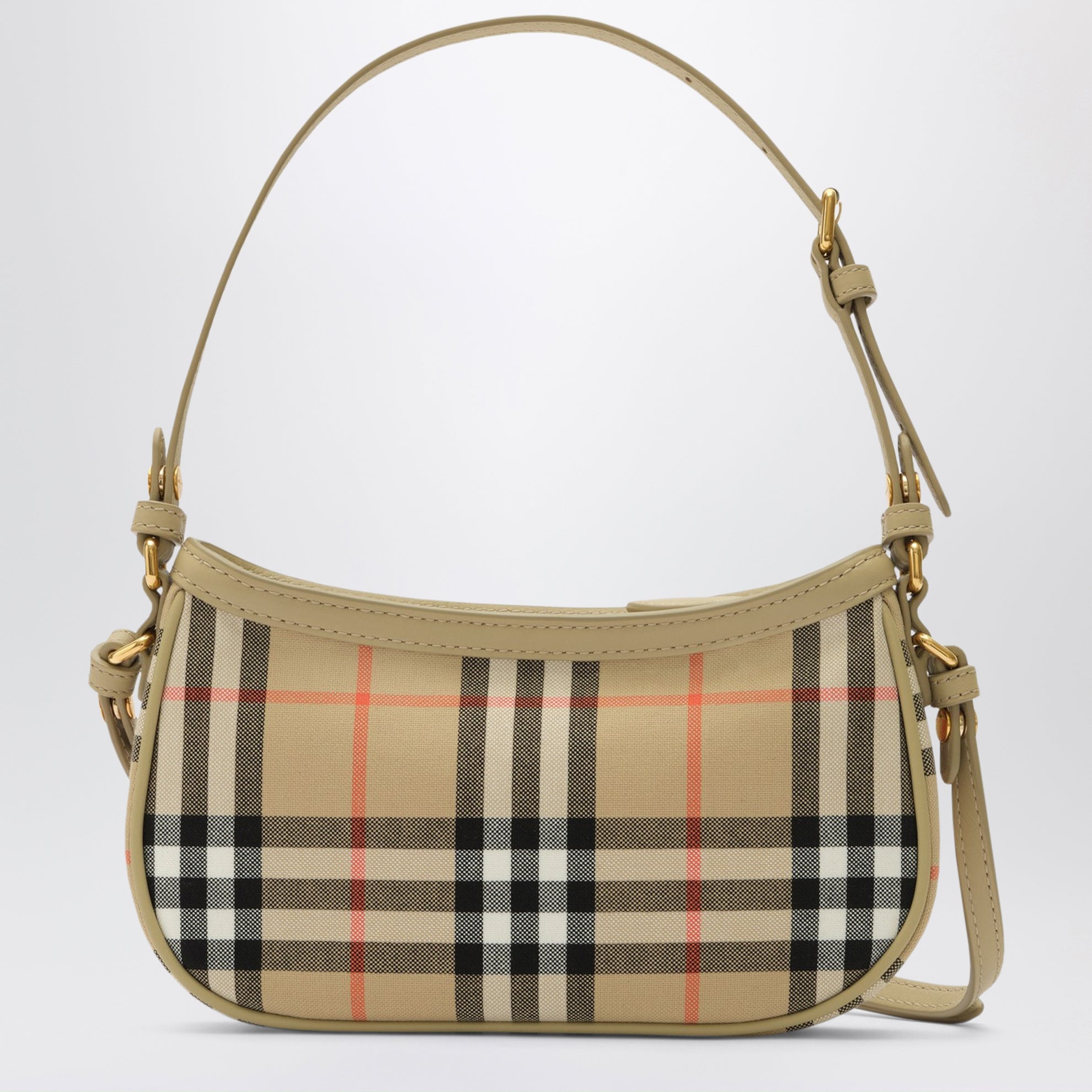 Sac beige sable à carreaux en toile de coton