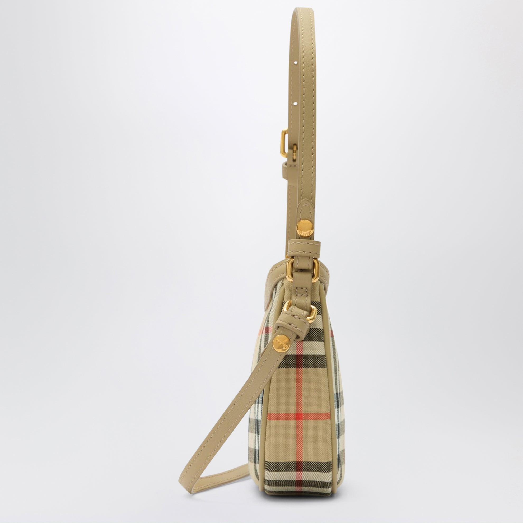 Sac beige sable à carreaux en toile de coton