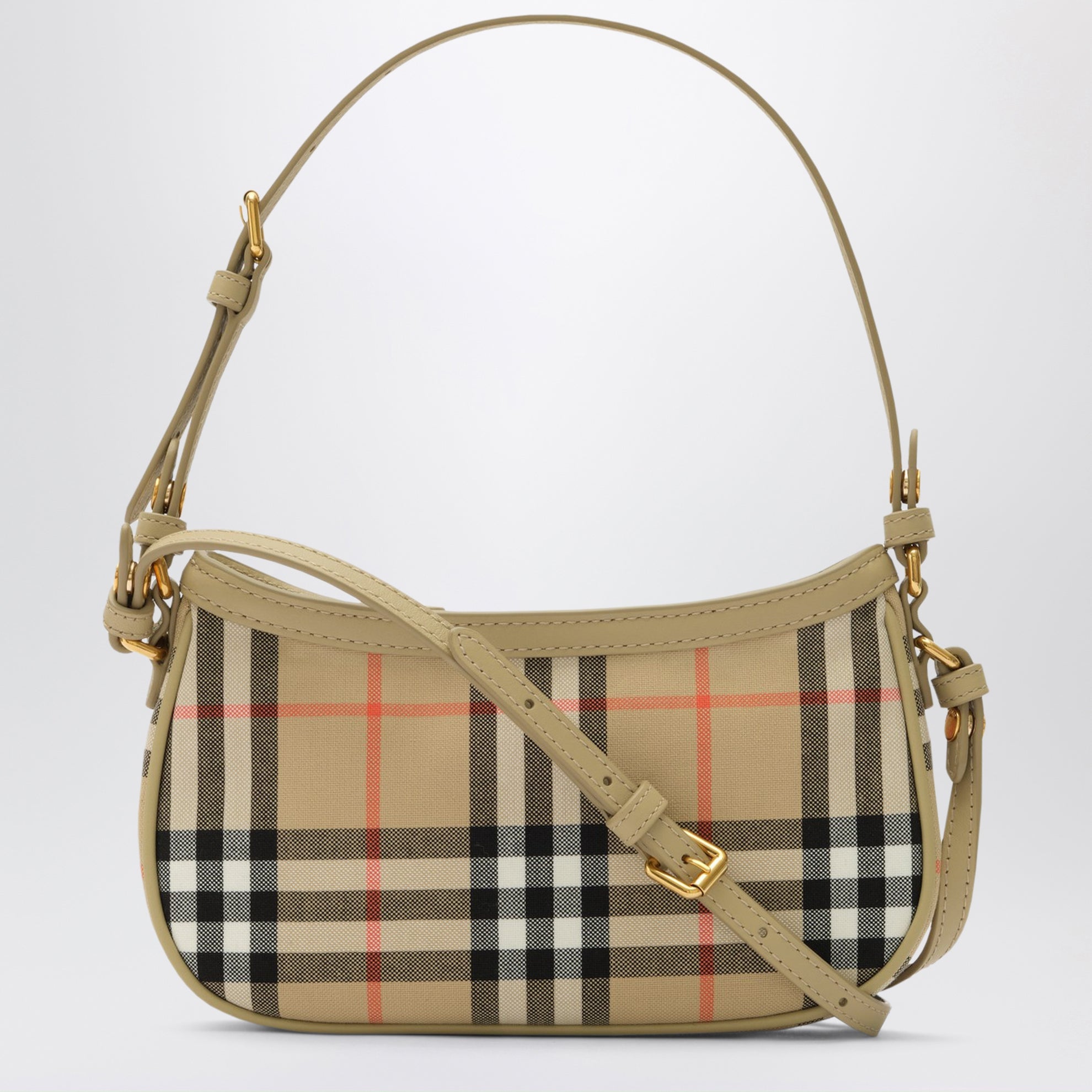 Sac beige sable à carreaux en toile de coton