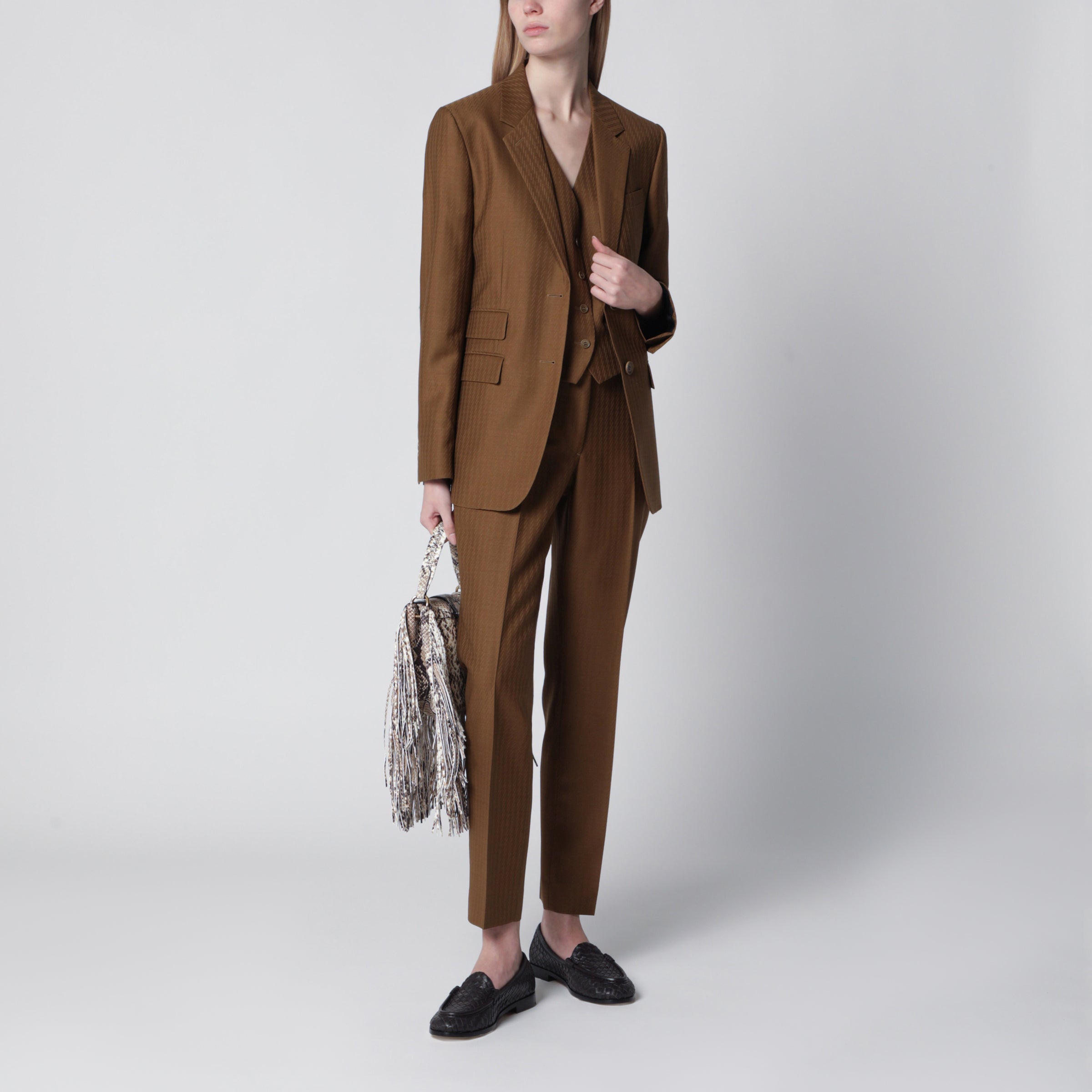 Burberry Tailored single-breasted wool and mohair brown jacket