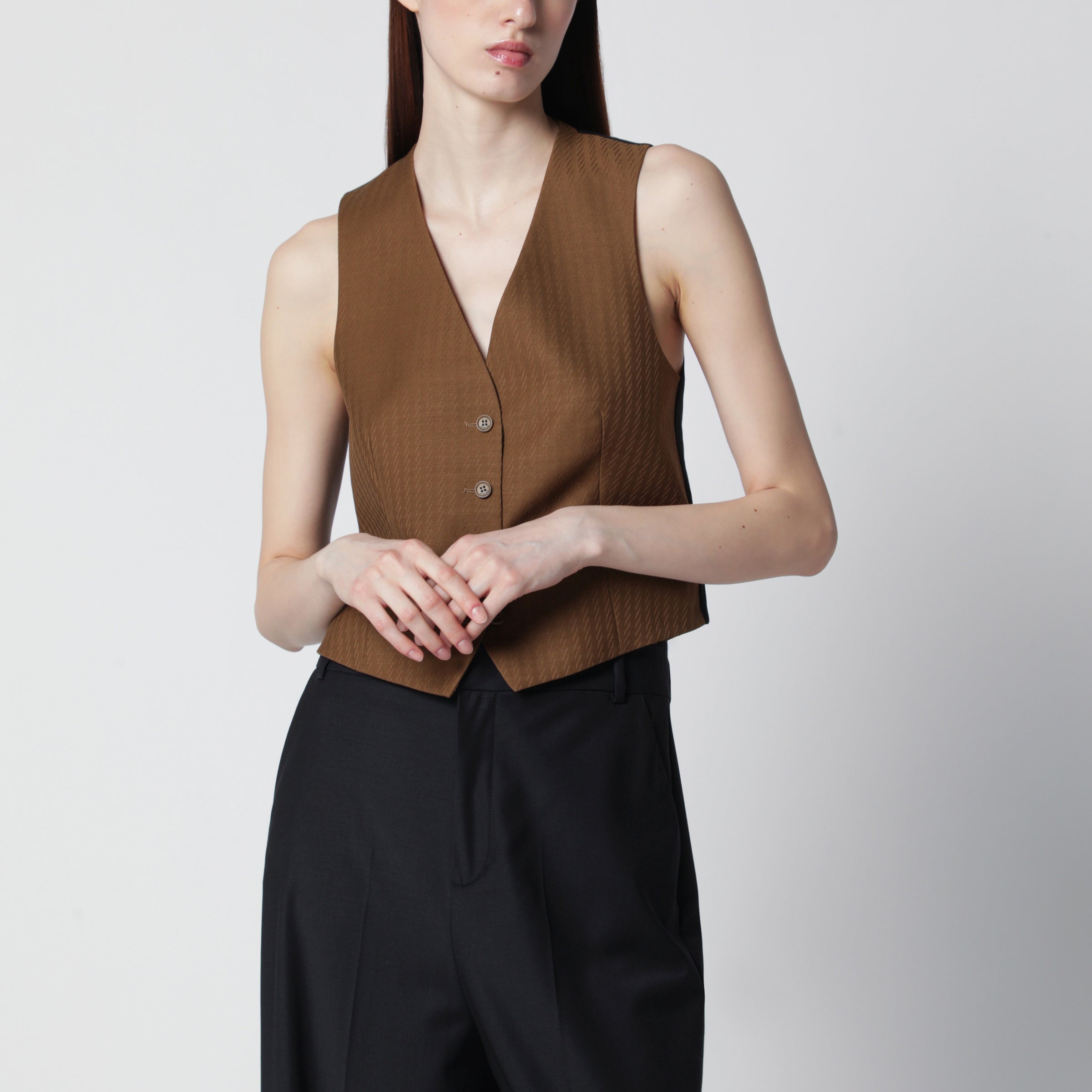 Burberry Brown wool and mohair vest by Burberry | TheDoubleF