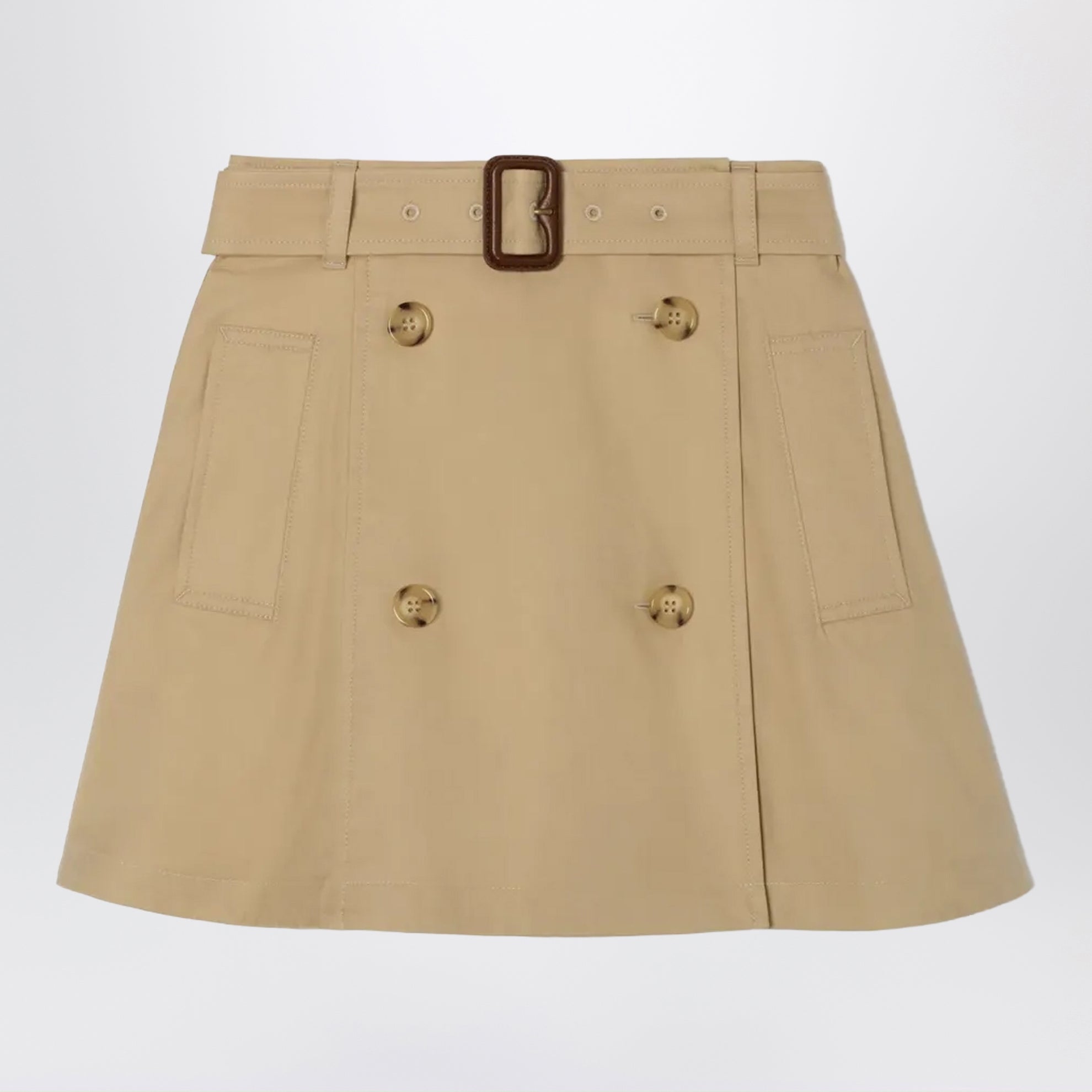 Jupe trench en coton beige sable