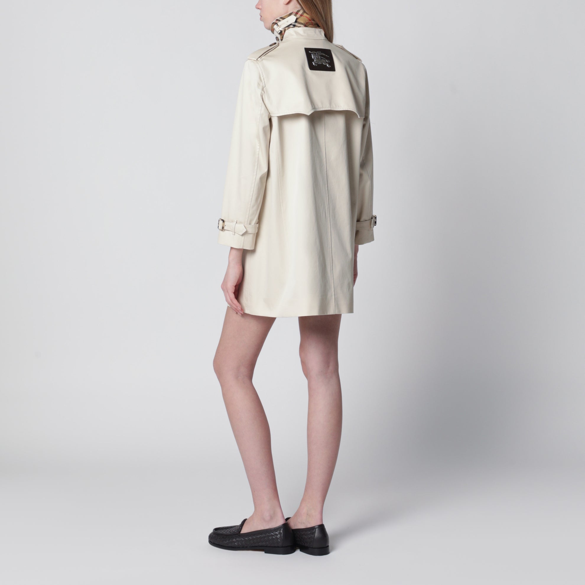 Trench Summerside corto in gabardine di cotone beige