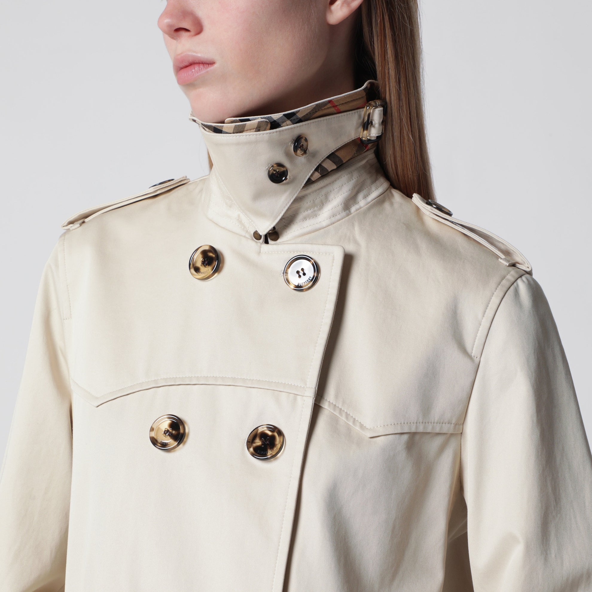 Trench Summerside corto in gabardine di cotone beige