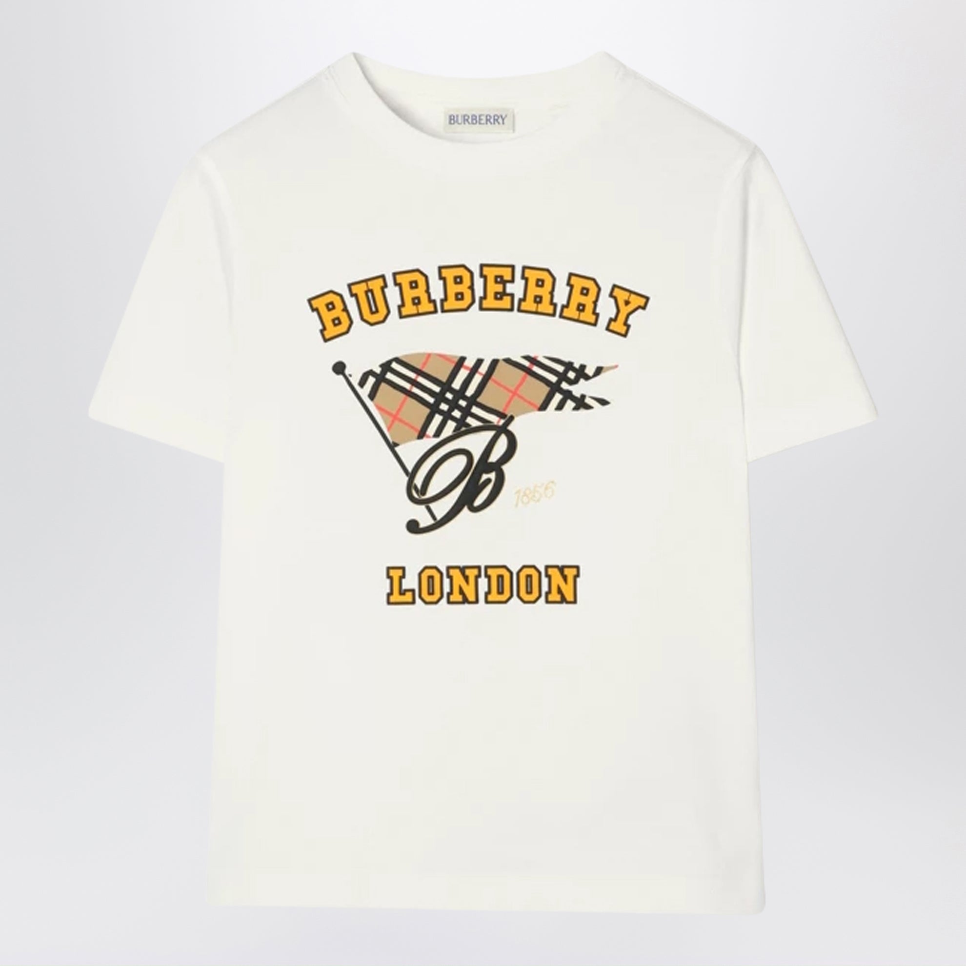 Elfenbeinfarbenes T-Shirt mit Logoprint
