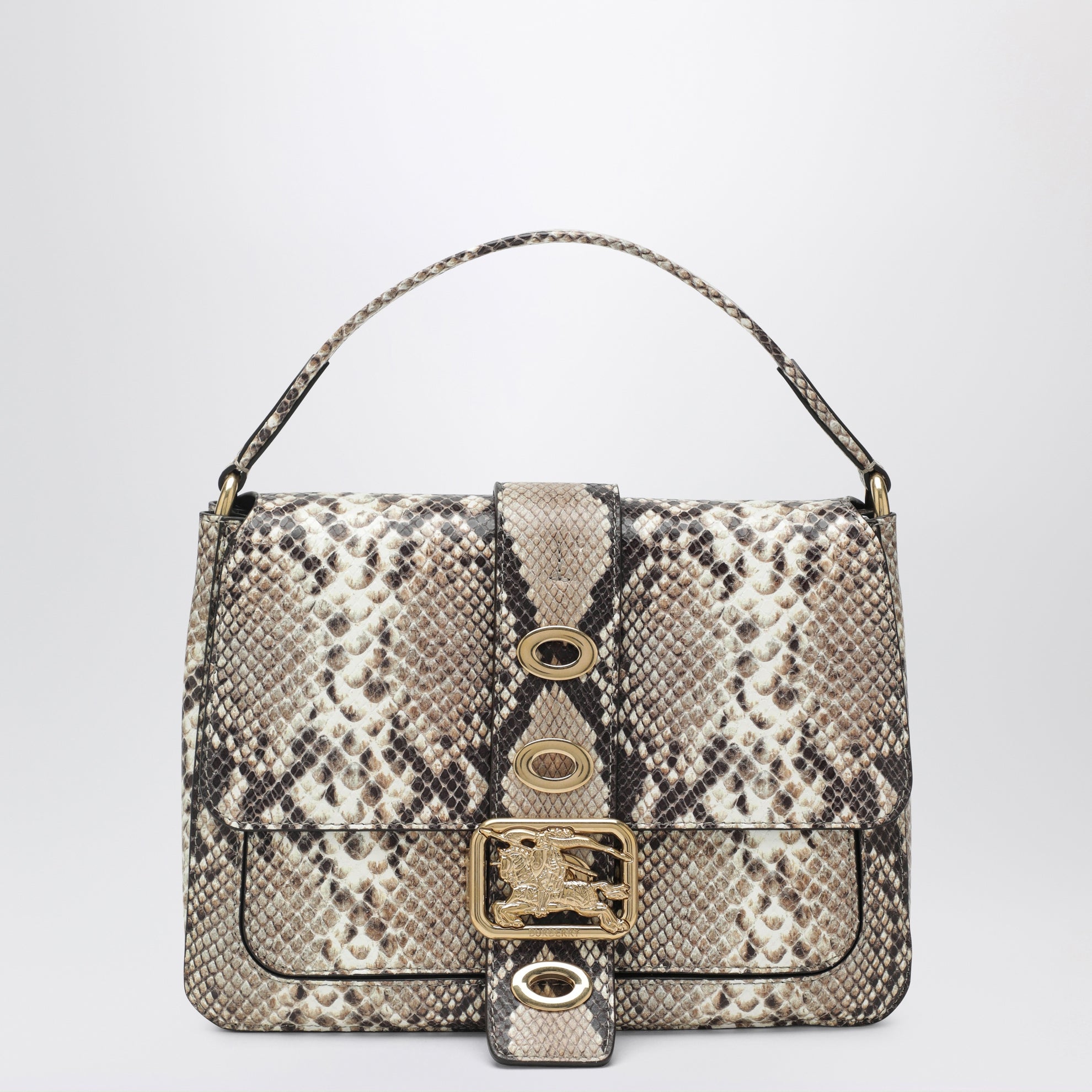 Borsa Rider piccola in pelle stampa pitone marrone