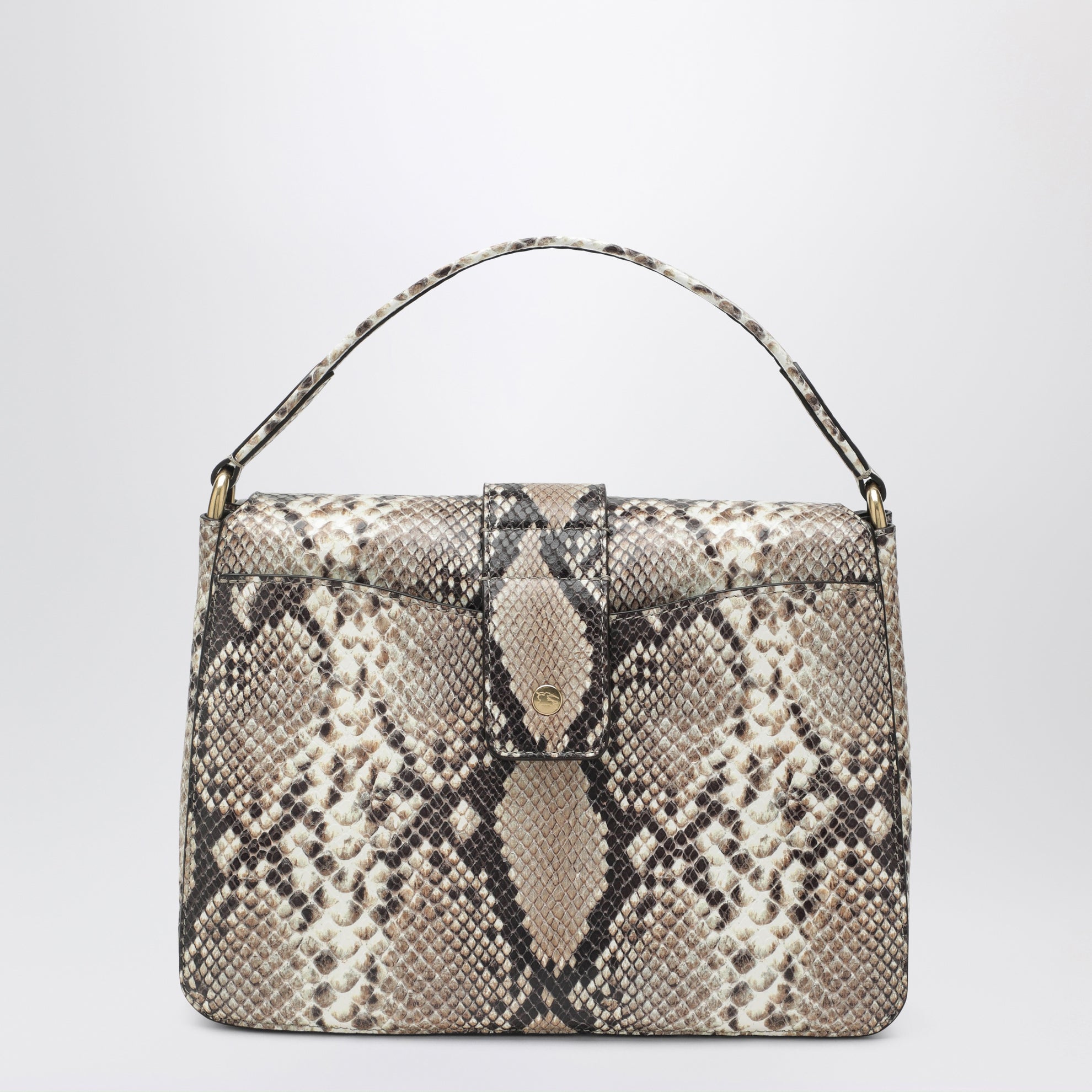 Borsa Rider piccola in pelle stampa pitone marrone