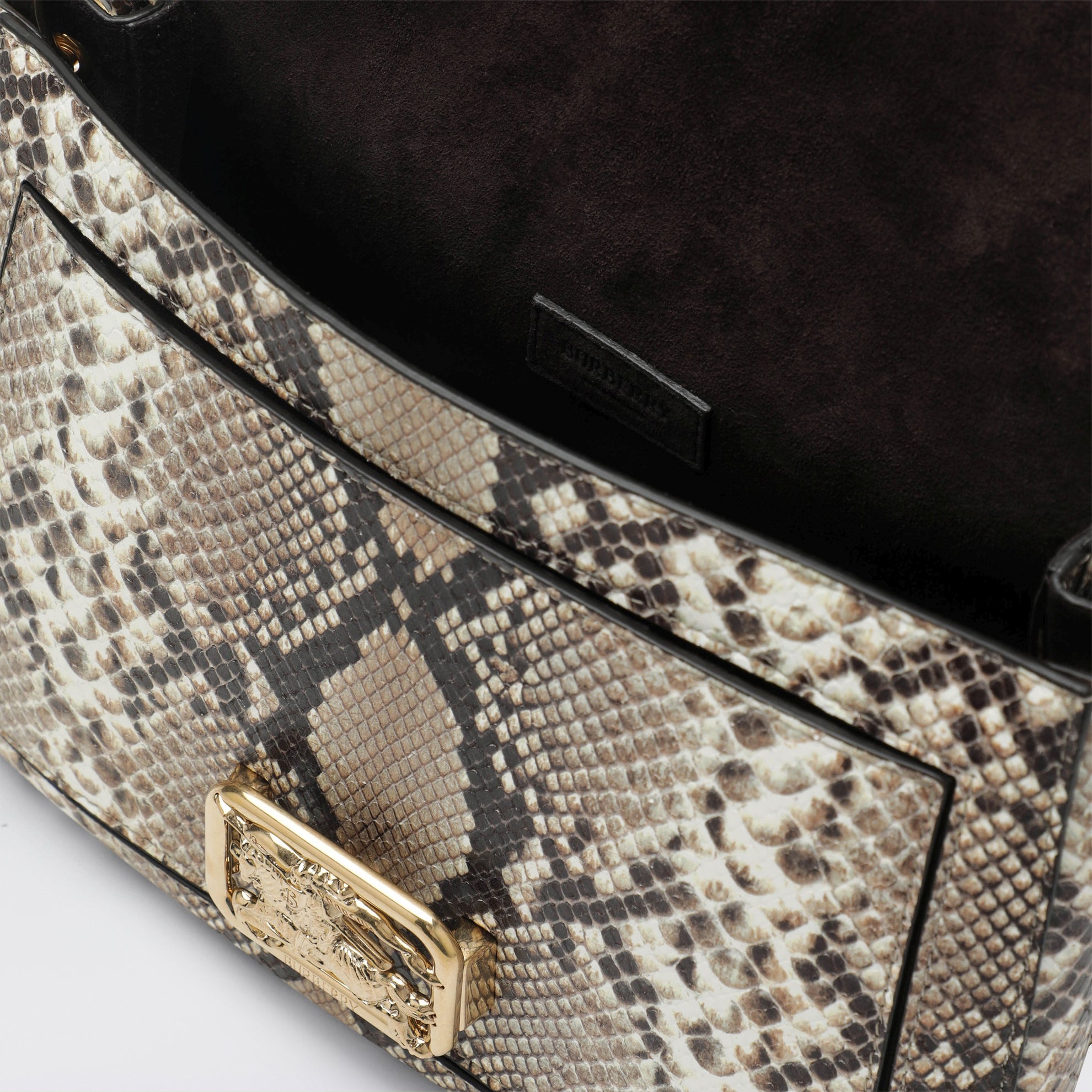 Borsa Rider piccola in pelle stampa pitone marrone