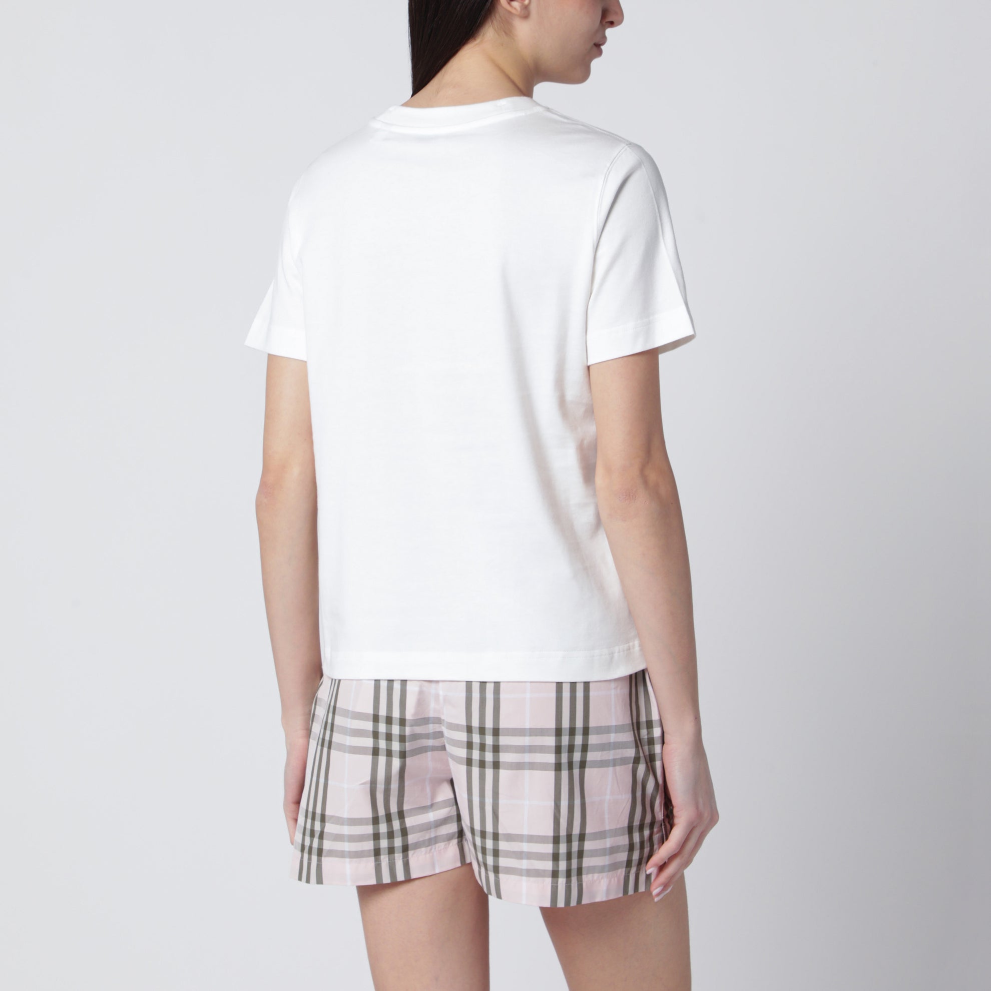 T-shirt in cotone Check con Knight Stamp bianca