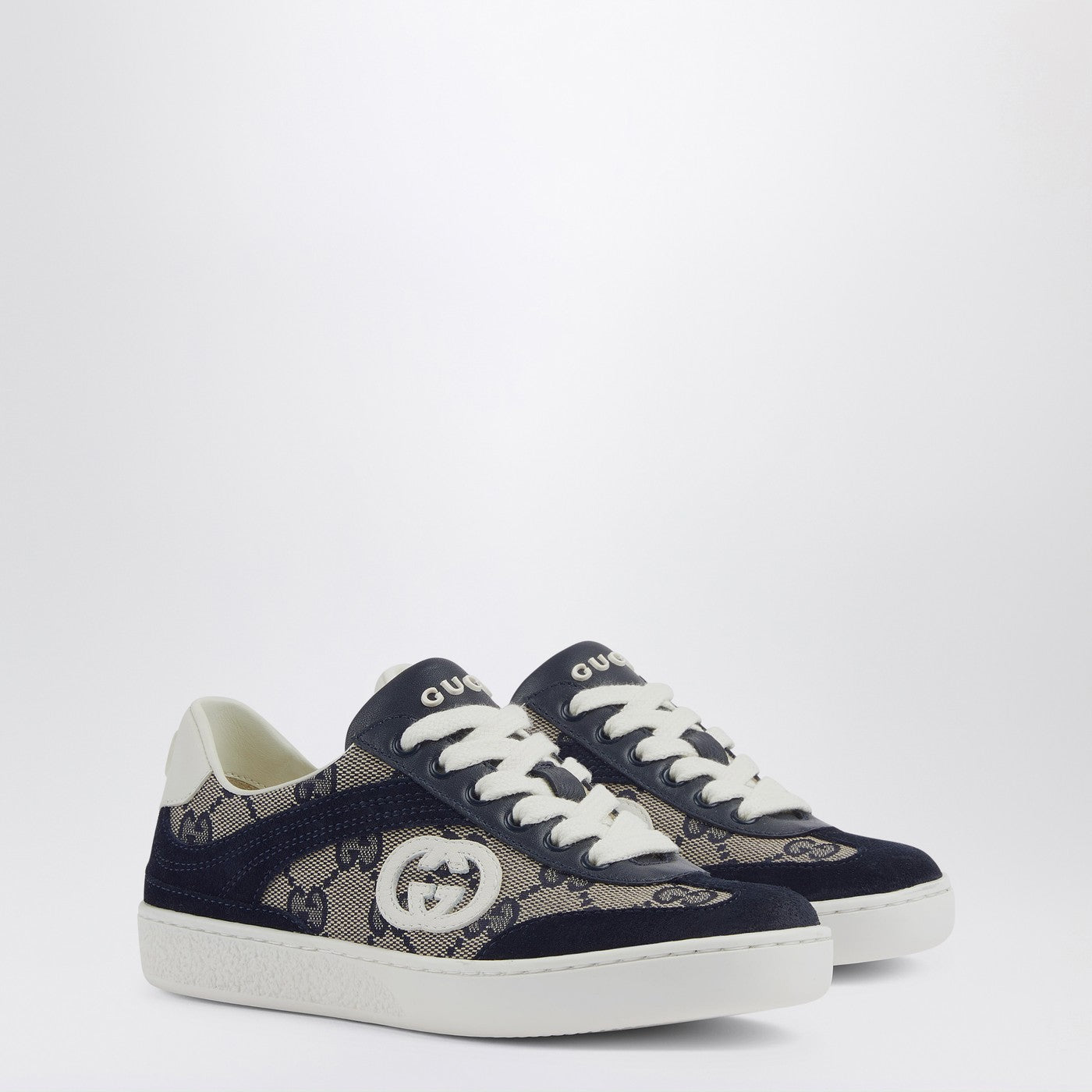 G74 Sneakers in beige and blue GG fabric