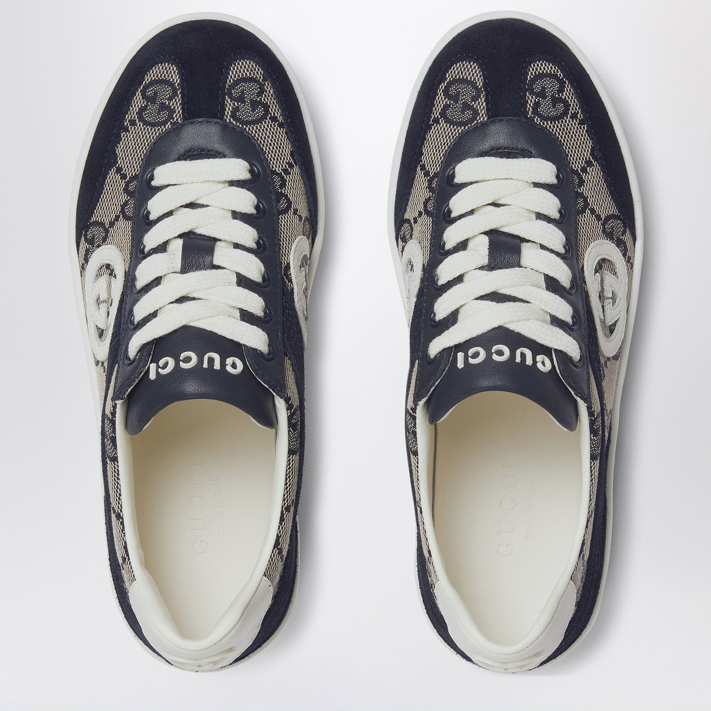 G74 Sneakers in beige and blue GG fabric