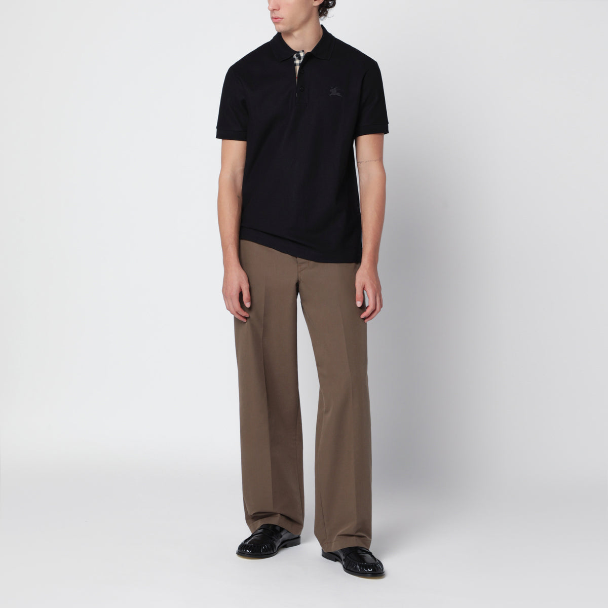 Polo slim noir en coton piqué